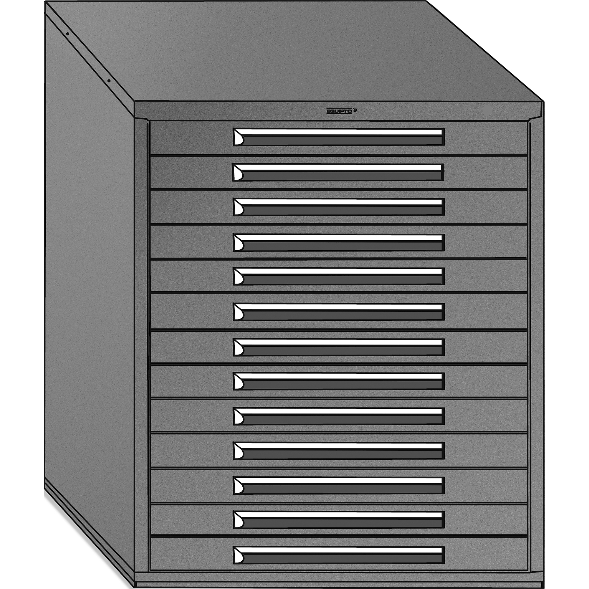 Equipto, 36-7/8in. W x 25in.D X 44in.H Modular Drawer Cabinet with Dividers, 13 3" high drawers, 200 lb capacity each drawer Model # S4330D24N-BL; Color : Textured Royal Blue
