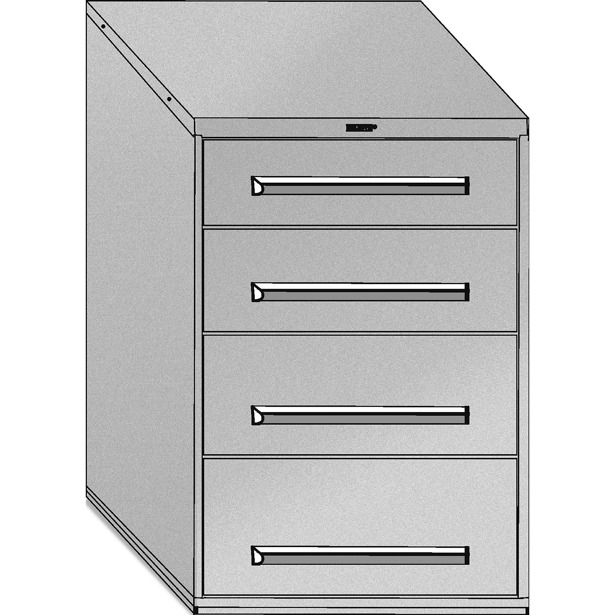Equipto, 30in. wide Modular Drawer Cabinet- With Dividers, Height 44 in, Width 30 in, Drawers - 4 total, 1 7.5"h, 1 9h, 1 10.5"h 1 12"h Model # 4415-01-PY; Color: Textured Putty