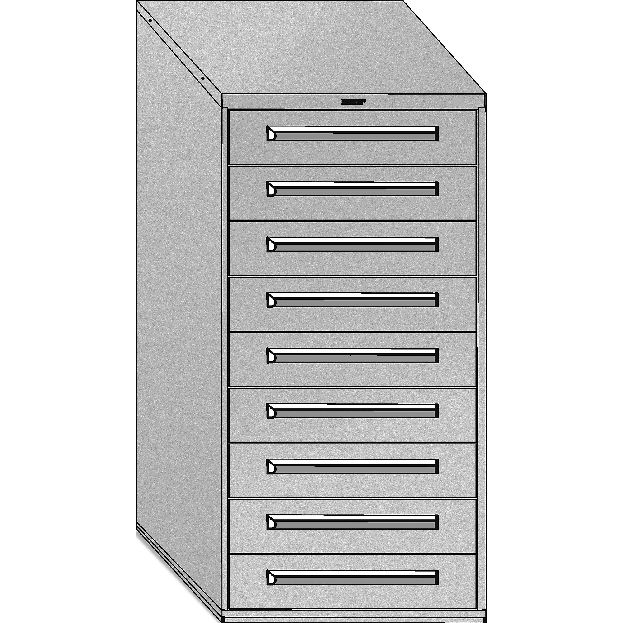 Equipto, 30in.W x 27-3/4in.D x 59in.H Modular Drawer Cabinetinet-No Divider, Height 59 in, Width 30 in, Drawers 9 total - 9 6"h Model # 4422-BK; Color: Textured Black