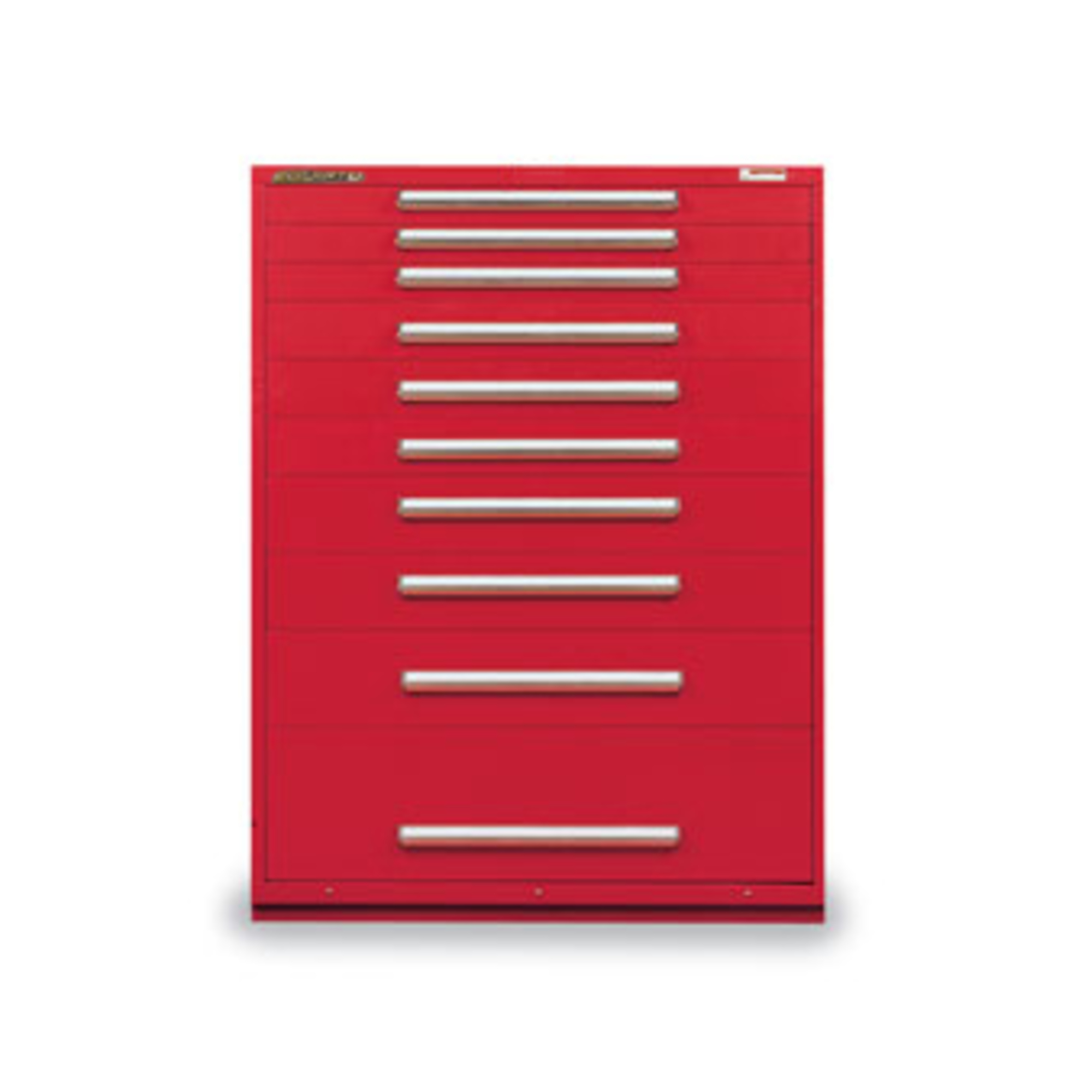 Equipto, 45in. wide Modular Drawer Cabinet- No Divider, Height 59 in, Width 45 in, Drawers 10 total;3 3"h, 3 4.5"h,2 6"h, 1 7.5"h,, 1 12."h Model # 4484-RD; Color:  Textured Cherry Red
