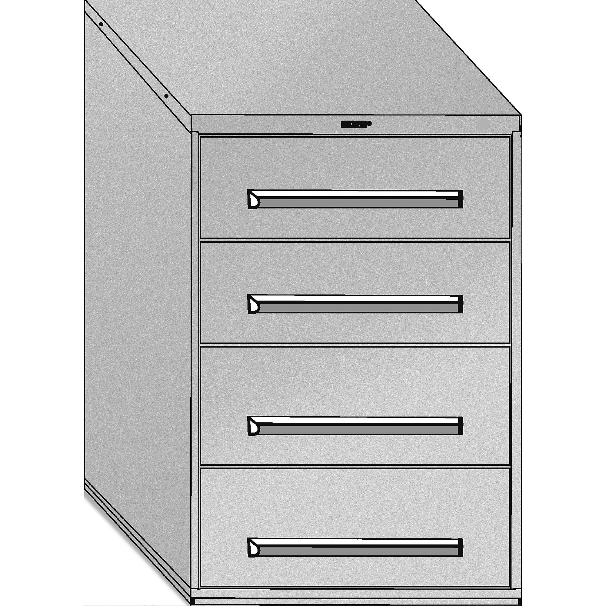 Equipto, 30in. wide Modular Drawer Cabinet- With Dividers, Height 44 in, Width 30 in, Drawers 4 total - 2 9'H, 2 10.5"h Model # 4418-01-PY; Color: Textured Putty
