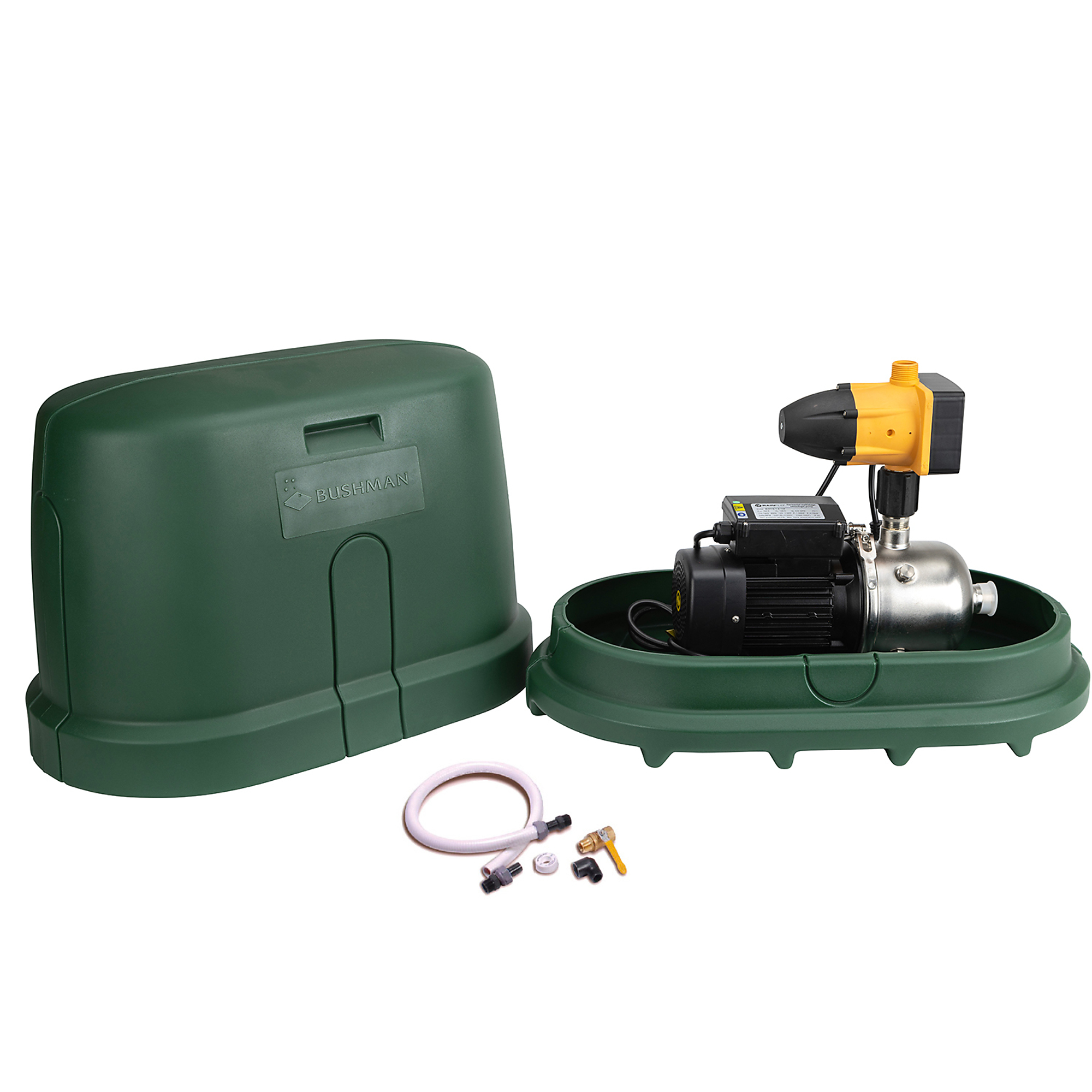 Bushman Rainwater Harvesting Pump Kit — 0.75 HP, 115V/60Hz, 4-Stage Booster Pump, Forest Green, Model# BPK1225C3P1A01