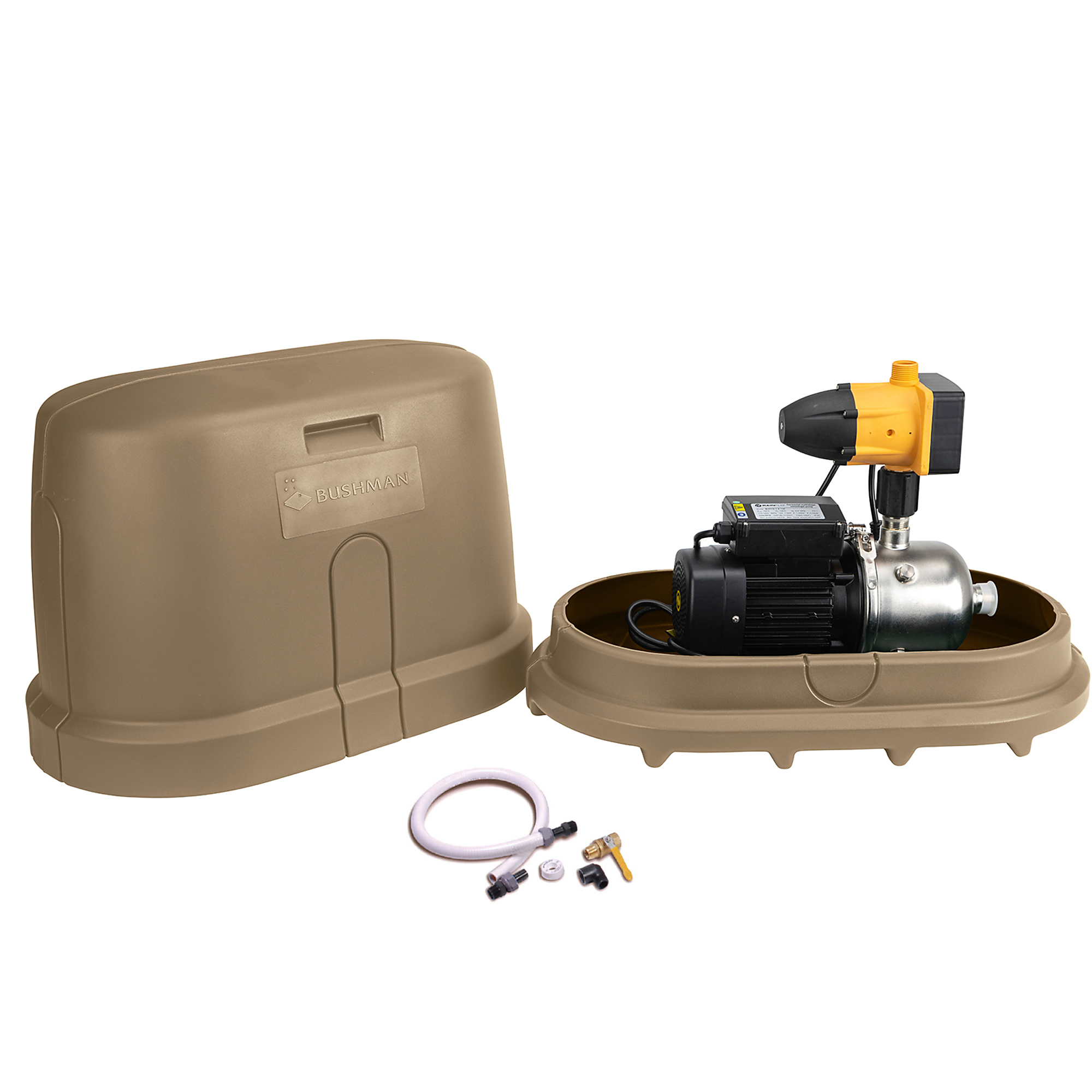 Bushman Rainwater Harvesting Pump Kit — Mocha, 0.75 HP, 115V, 4-Stage Booster, Model# BPK1225C4P1A01