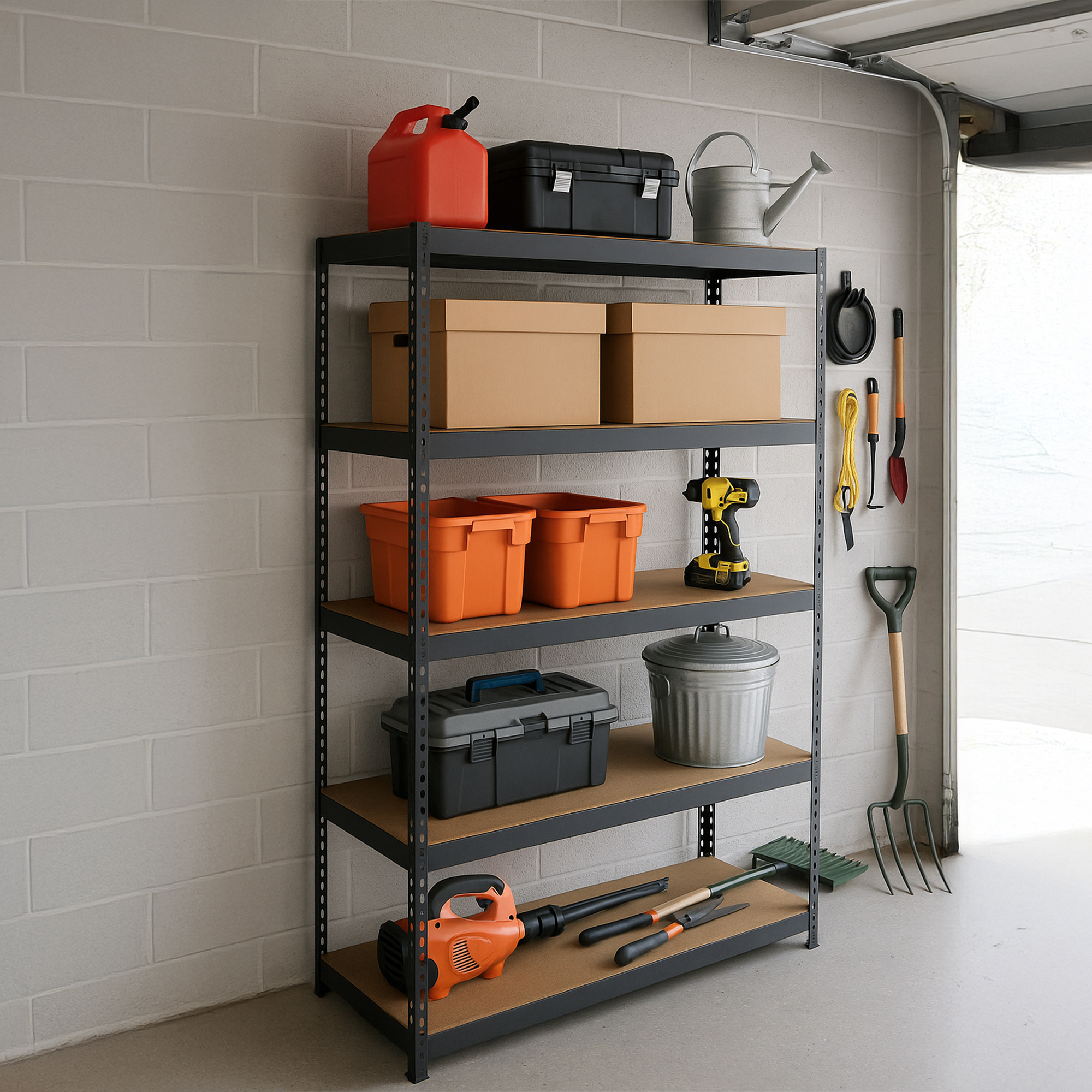 AR Shelving Black Label Storage Collection — 5-Shelf Steel Unit, 2500-Lb. Capacity, 48in. x 24in. x 72in., Tool-Free Assembly, Matte Black Finish, Model# TRCD18510KFUS0I