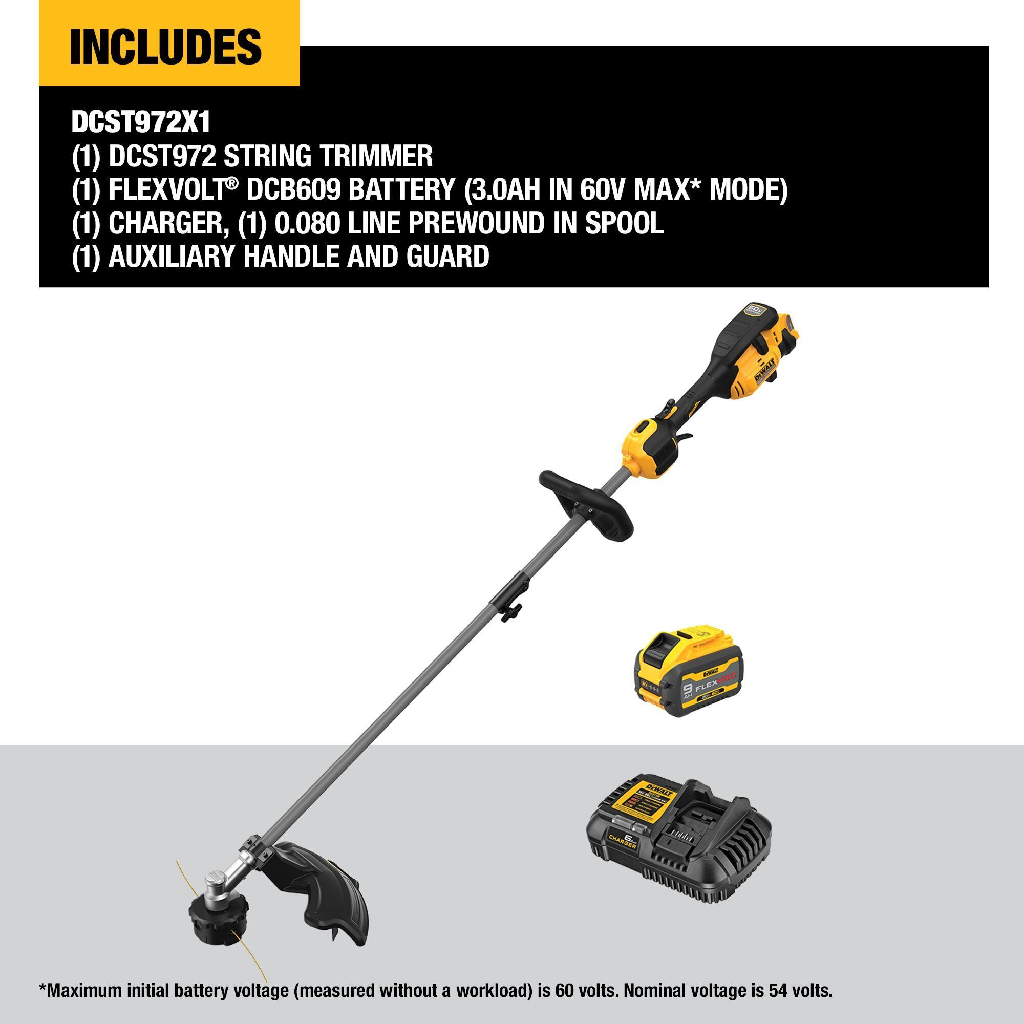 String Trimmer Kit DEWALT 60V MAX* 17 in. Brushless Attachment Capable String Trimmer Kit ...