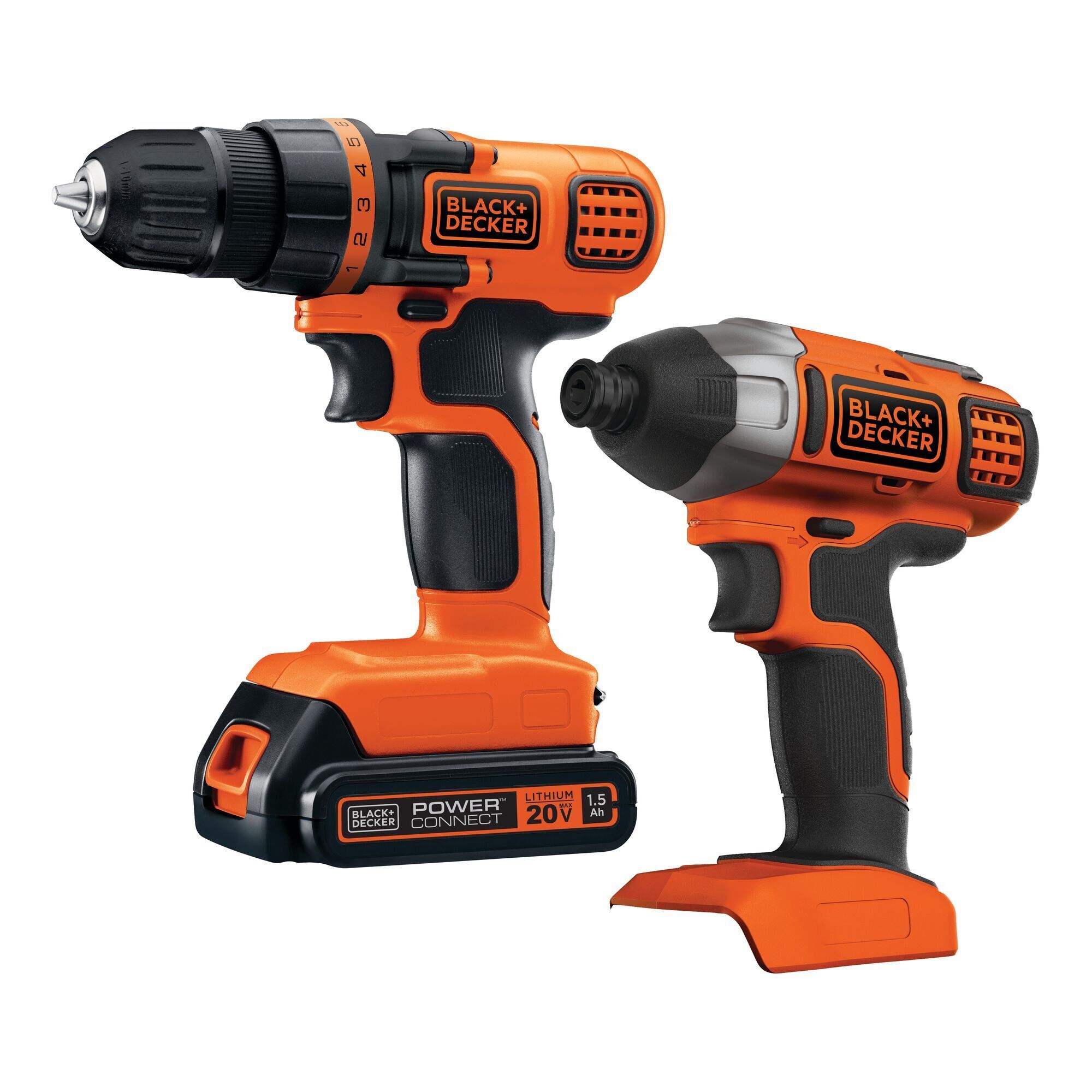 Black & Decker 20V MAX Cordless Drill and Impact Driver Combo Kit — Includes Battery and Charger, Model# BD2KITCDDI