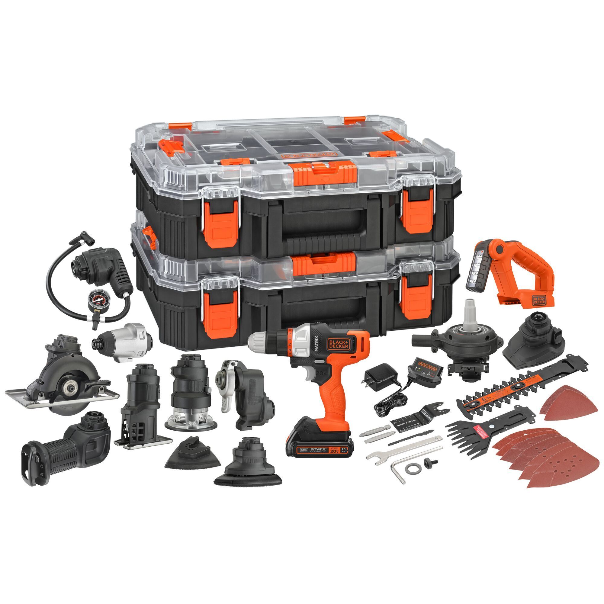 Black & Decker Matrix 20V Max Power Tool Kit — Includes Cordless Drill, 12 Attachments, Storage Case, Model# BDCDMT1212KITC1