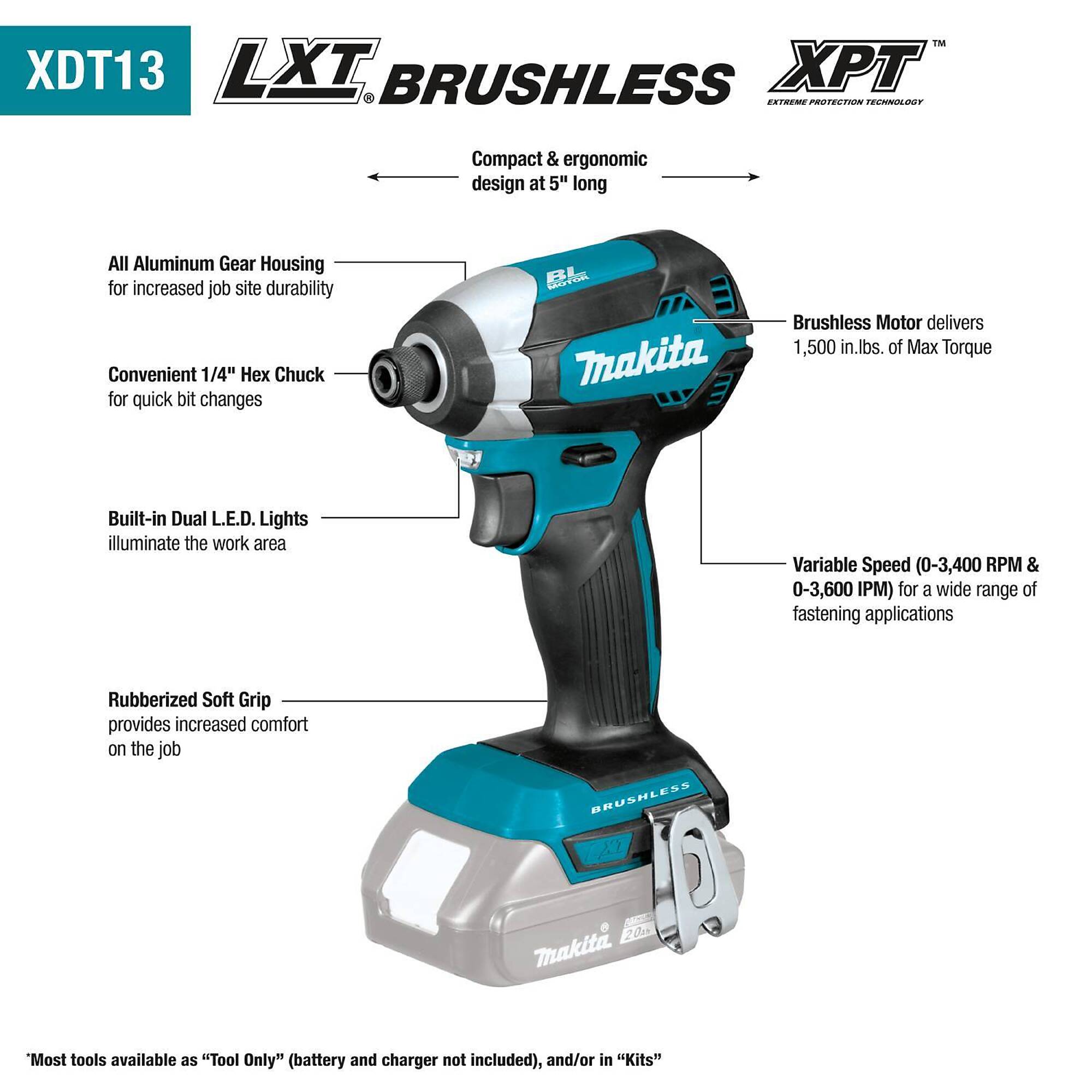Makita Tools Makita Xdt13 Impact Driver NEW Makita XDT13 18V LXT