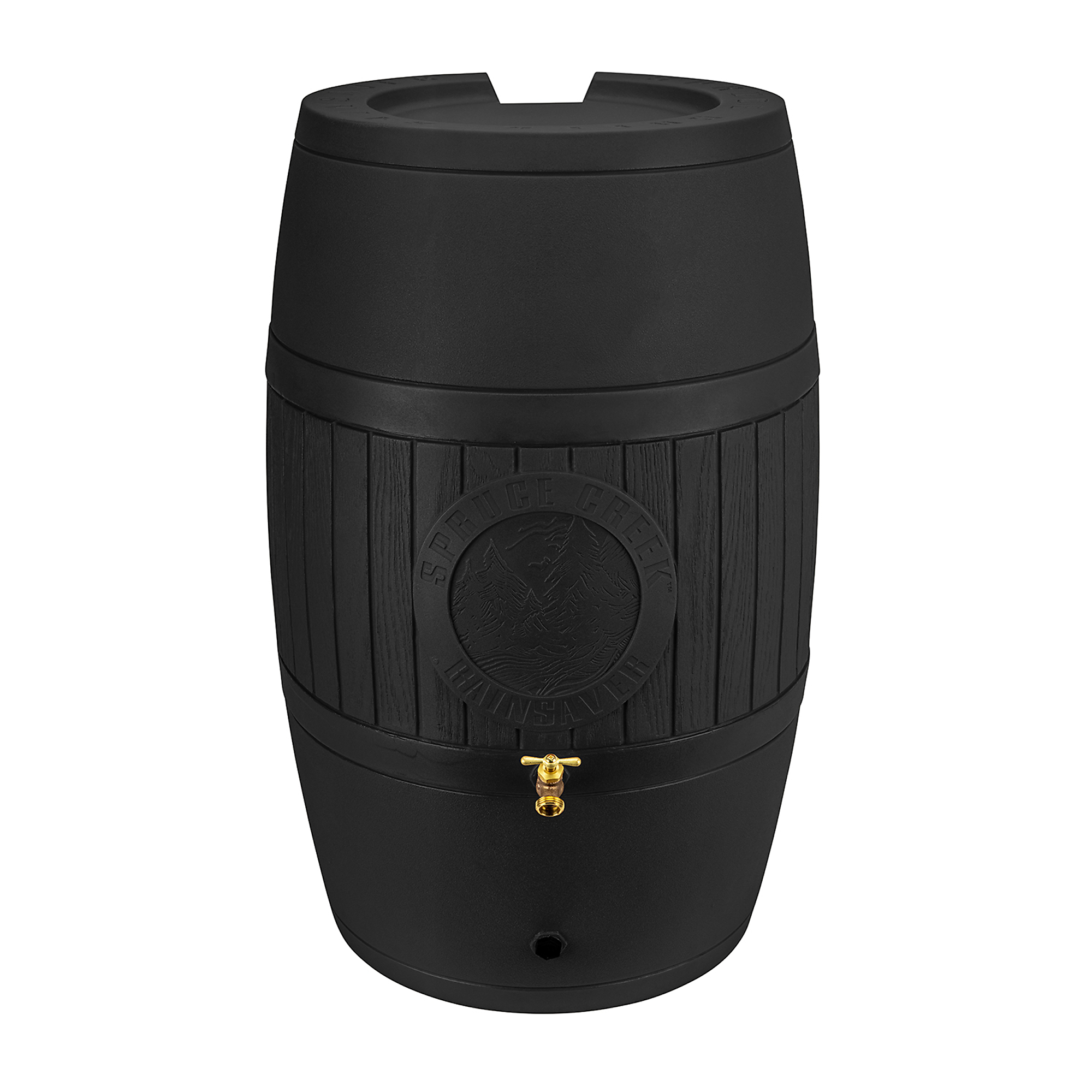 Bushman Spruce Creek Rain Saver Barrel — 54 Gallon, Black, UV Resistant, Model# RAINSAVERBLK54