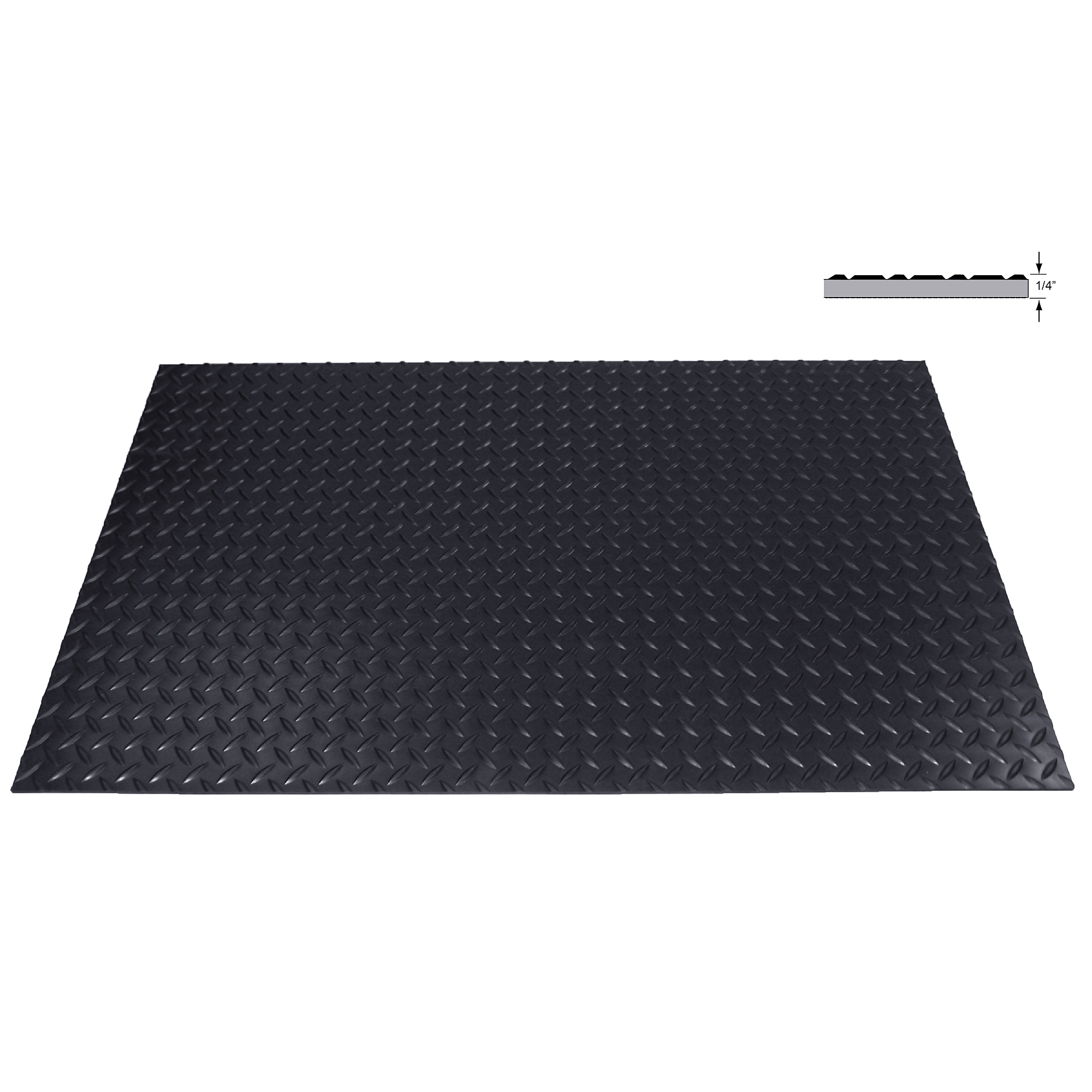 Rhino Mats Rhino Switchboard Mat — 3ft. x 16ft. x 1/4in. Thick, Non-Conductive, Insulating, Class 2, Diamond Surface, Black, Model# SB436DX16