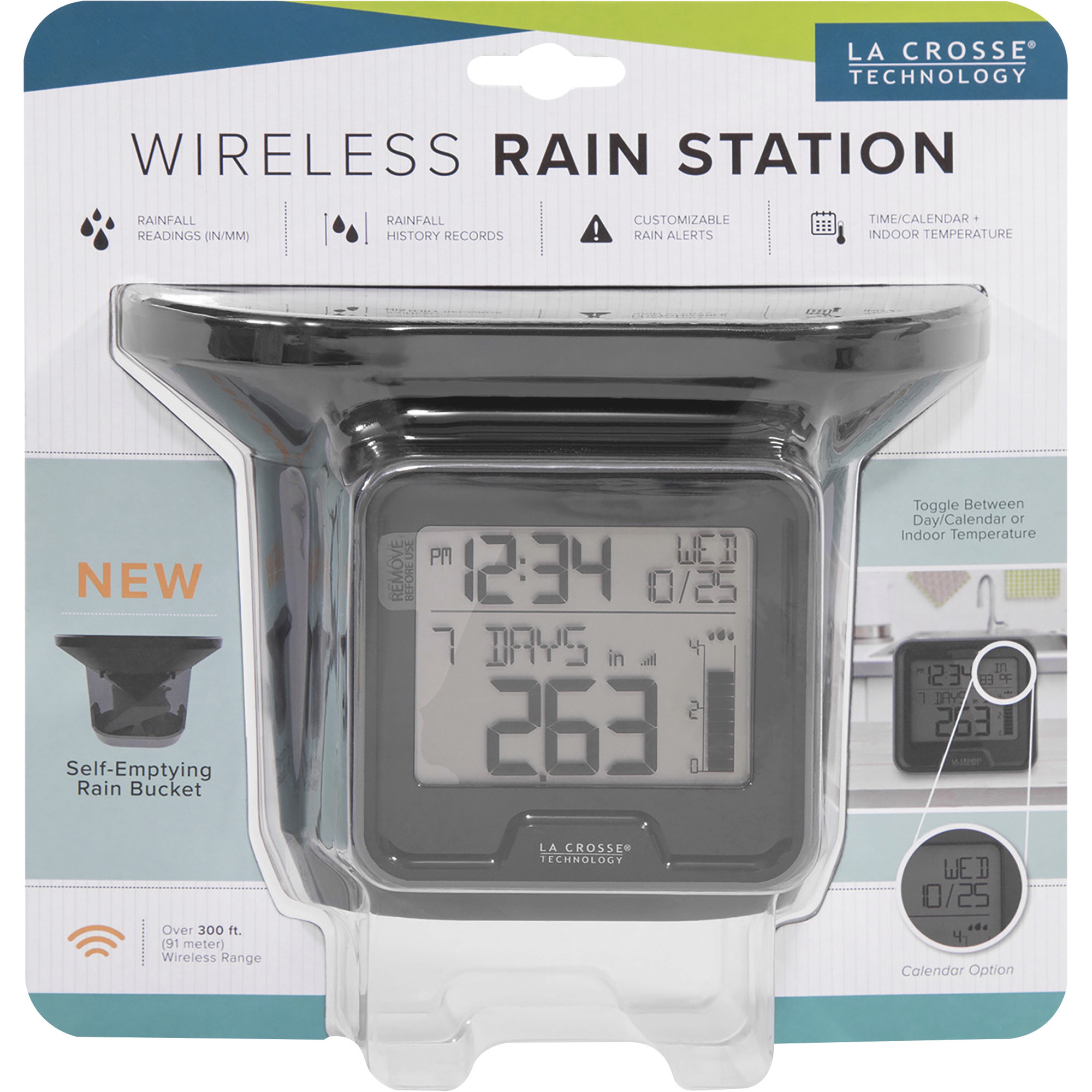 La Crosse Technology 724-1415BL-INT Wireless Rain Station with Temperature and H