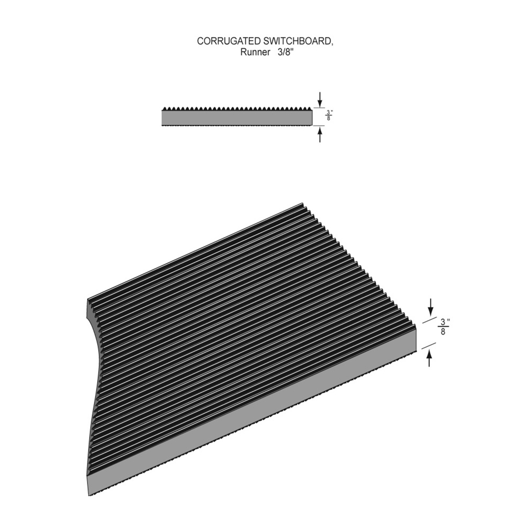 Rhino Mats Rhino Switchboard Mat — 3ft. x 10ft. x 3/8in., Class 3, Non-Conductive, Insulating, Black, Corrugated Surface, Model# SB536CX10