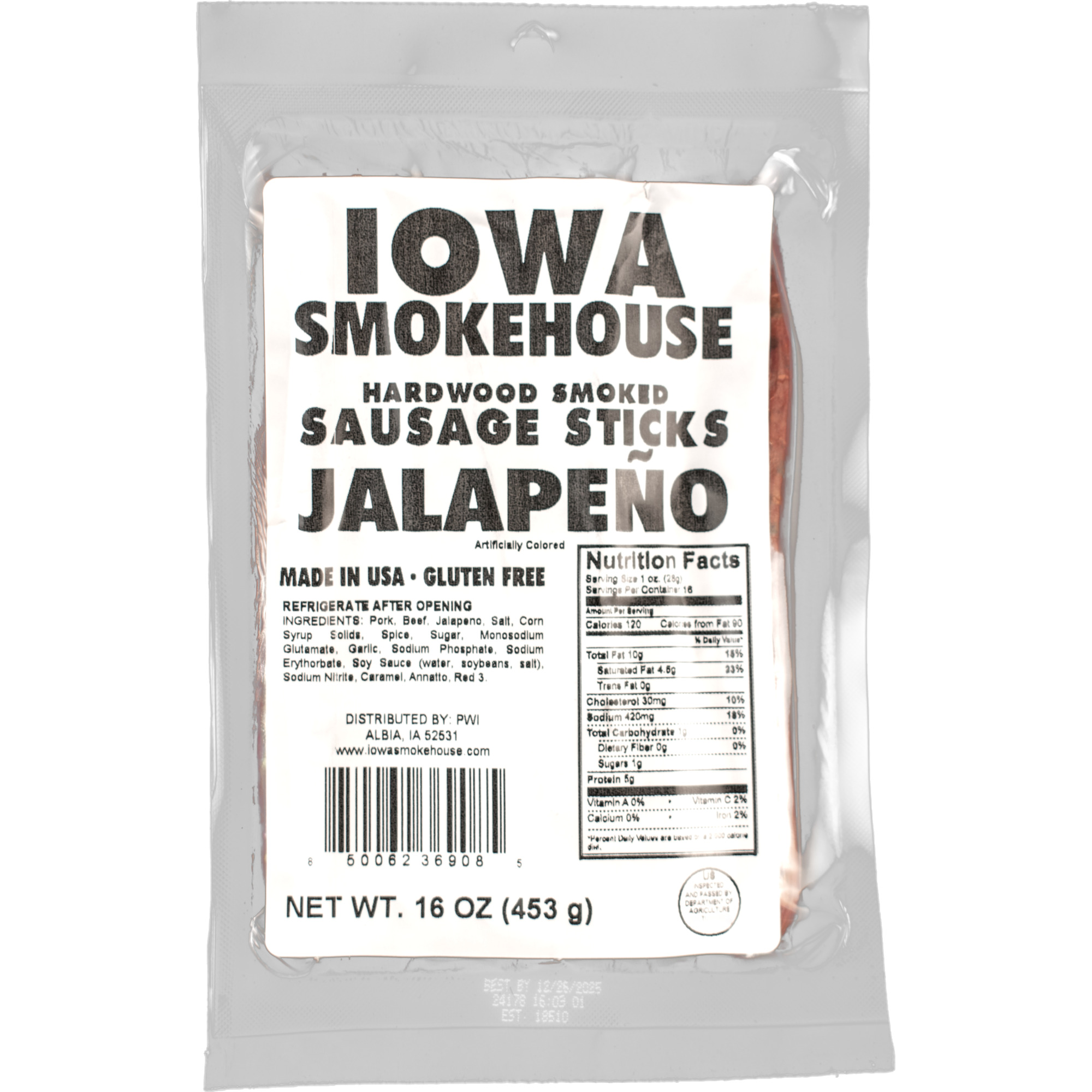 Iowa Smokehouse 16 oz Sausage Sticks Jalapeno