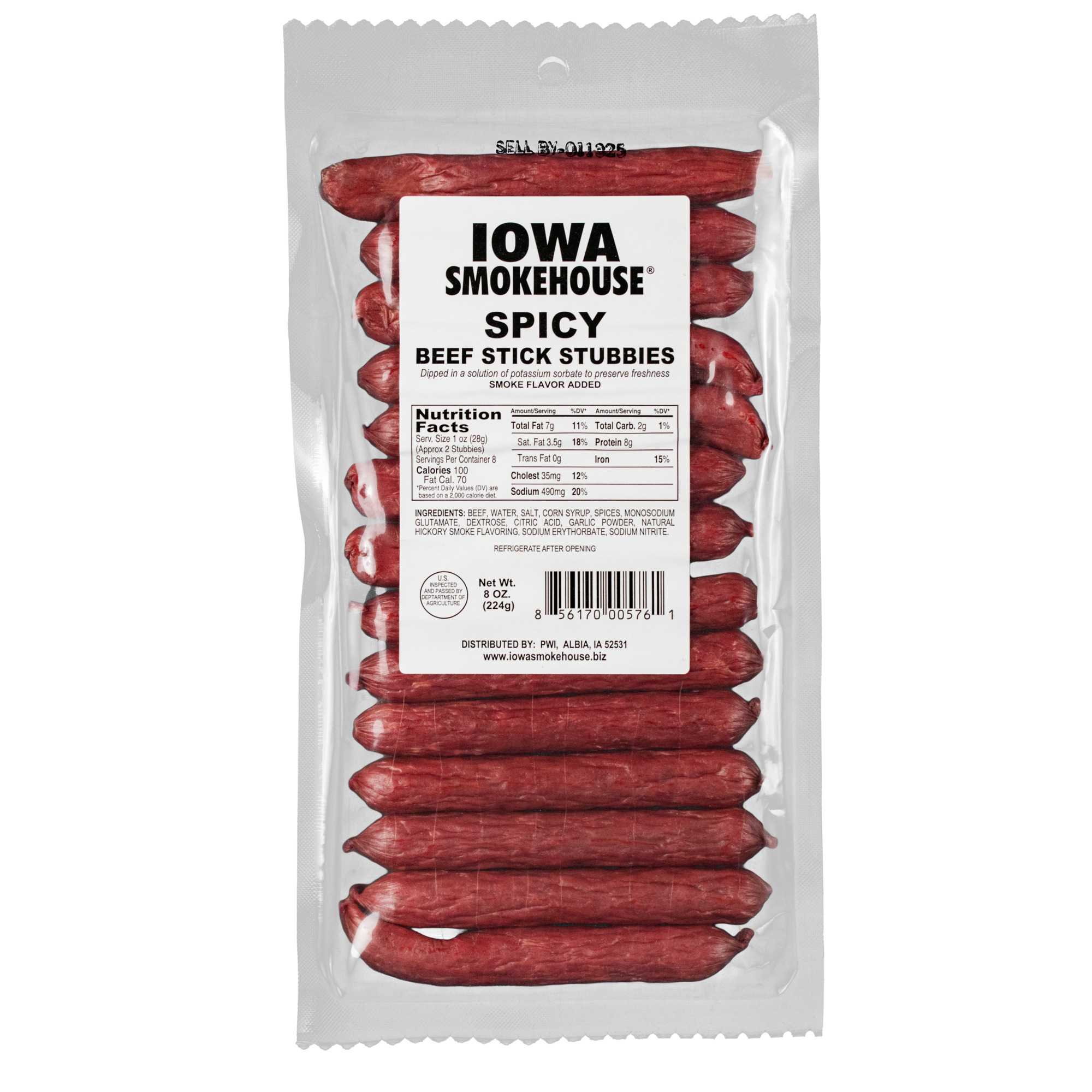 Iowa Smokehouse 8 oz Beef Stick Stubbies Spicy