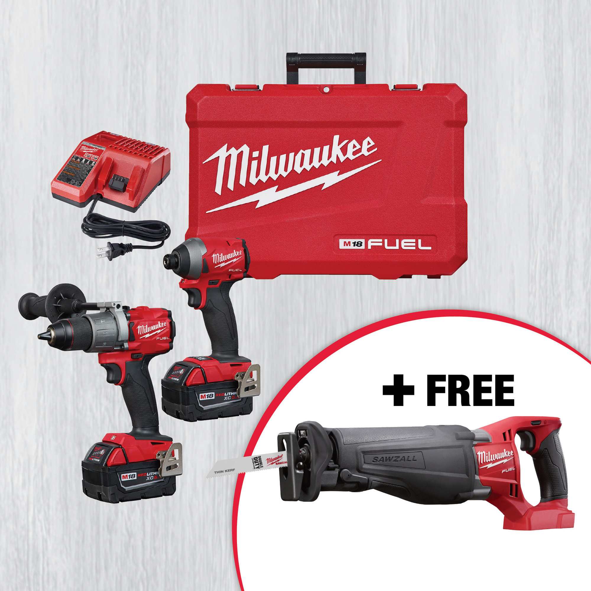 SPECIAL BUY! M18 FUEL Cordless 1/2in. Hammer Drill/Driver and 1/4in. Hex  Impact Driver Combo Set (2997-22) with FREE M18 FUEL Sawzall Reciprocating  Saw (2720-20)! Northern Tool