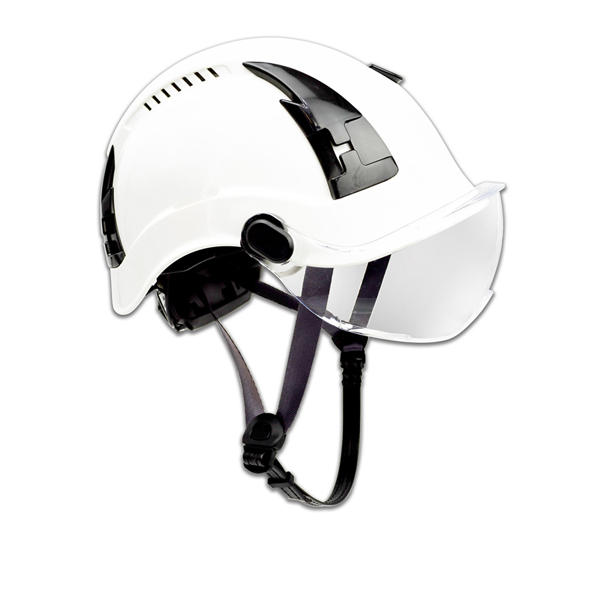 Malta Dynamics Apex Type 2 Safety Helmet with Clear Visor — White, Vented, Class C, ANSI/OSHA Compliant, Model# HTW2001