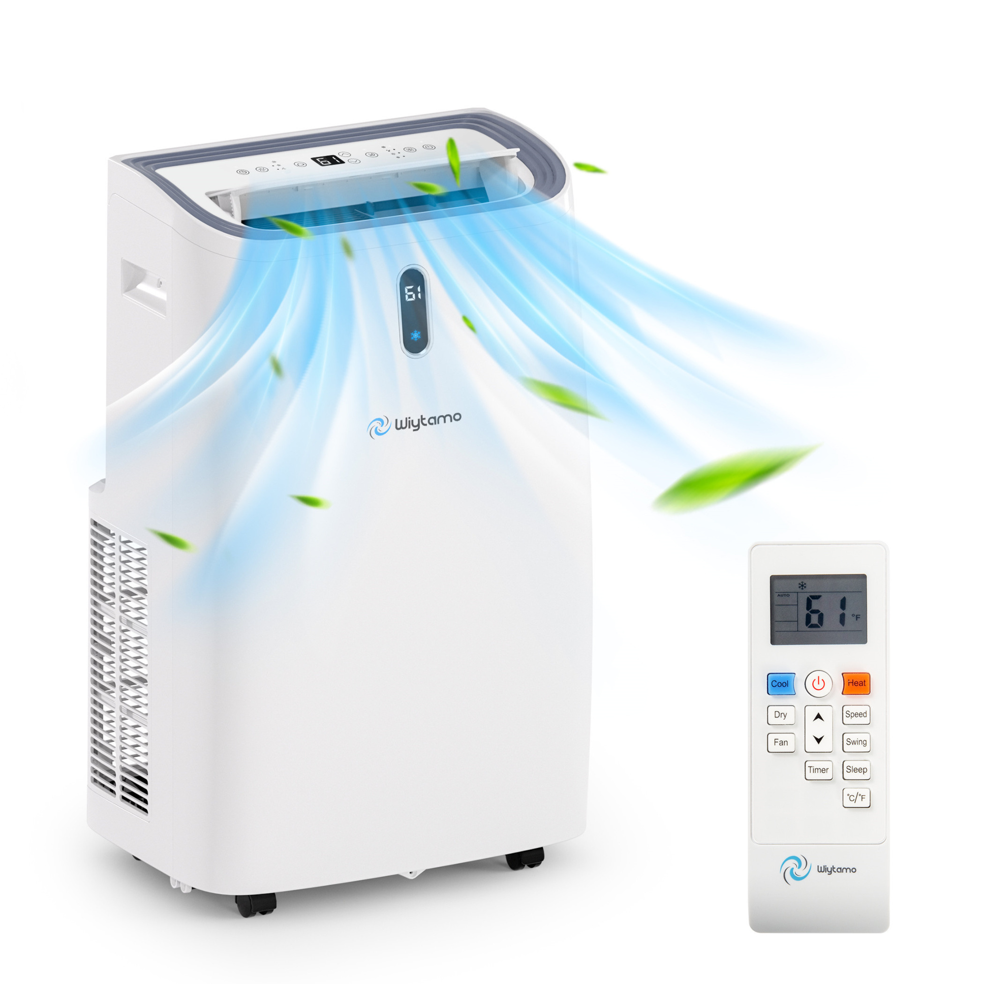 EdenDirect Portable Air Conditioner — 9,500 BTU, Cools 700 Sq. Ft., Heater, Dehumidifier, Remote, White, Model# NTE-OX-14KH