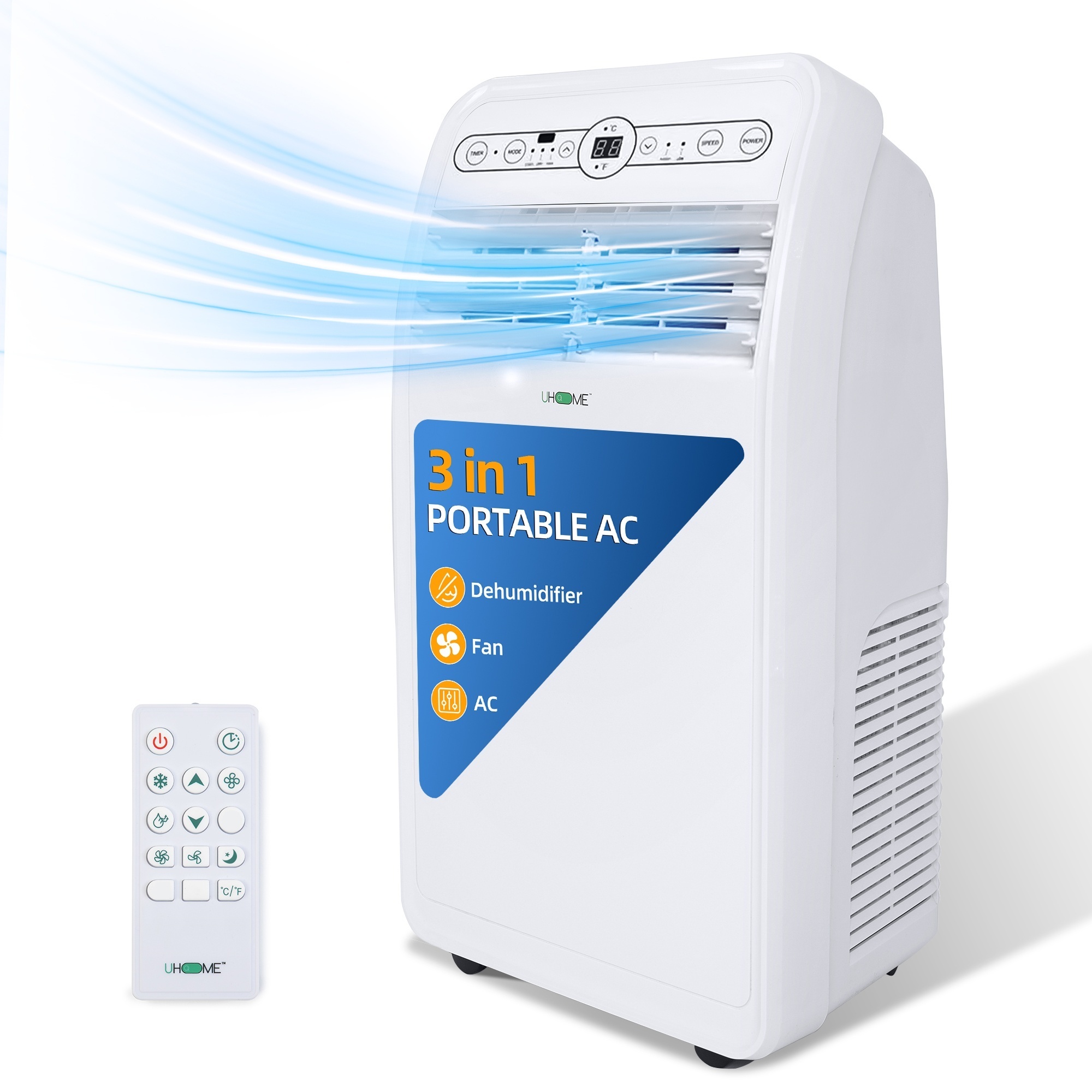 EdenDirect Portable Air Conditioner — 8,000 BTU, 4,500 BTU DOE, Cools 200 Sq. Ft., Dehumidifier and Remote, Model# NTE-UPF1-08C