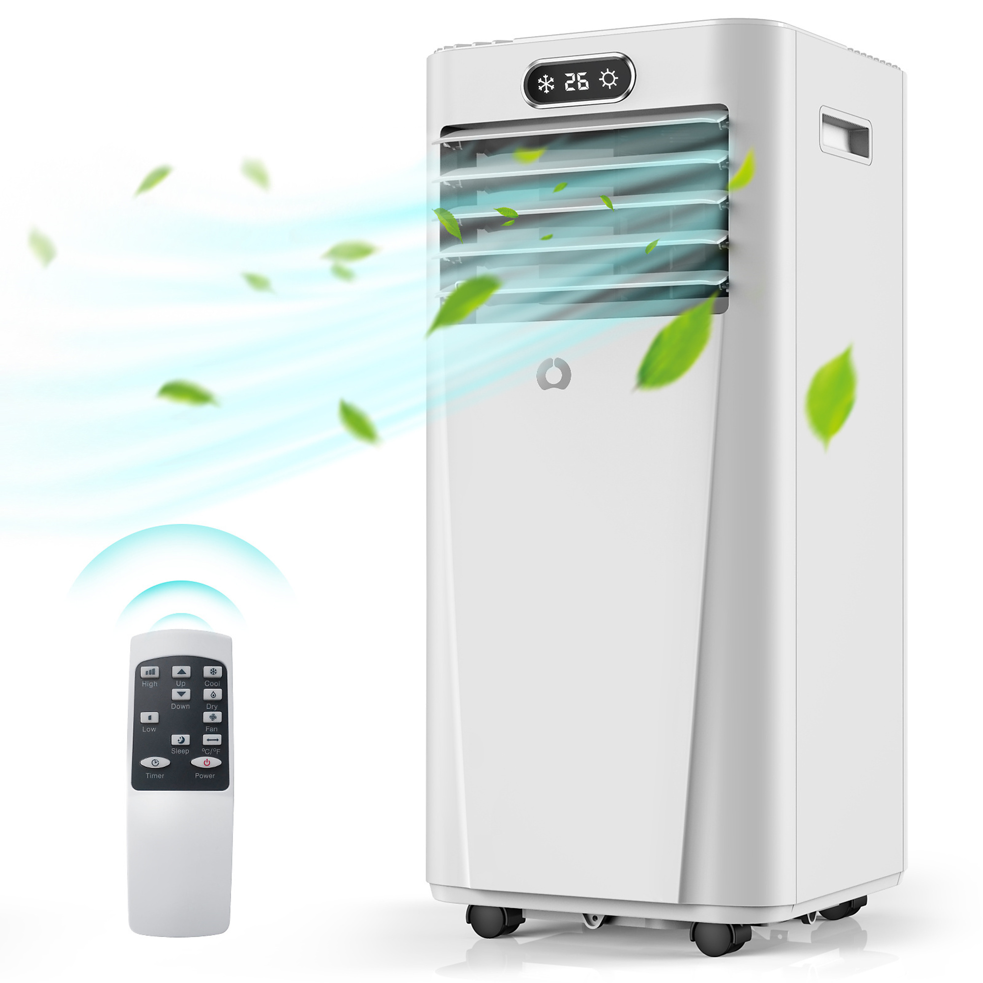 EdenDirect Smart Portable Air Conditioner — 6,000 BTUs, Cools Rooms up to 450 Sq. Ft., Fan, Dehumidifier, Remote, White, Model# NTE-OL-A010L-06CD