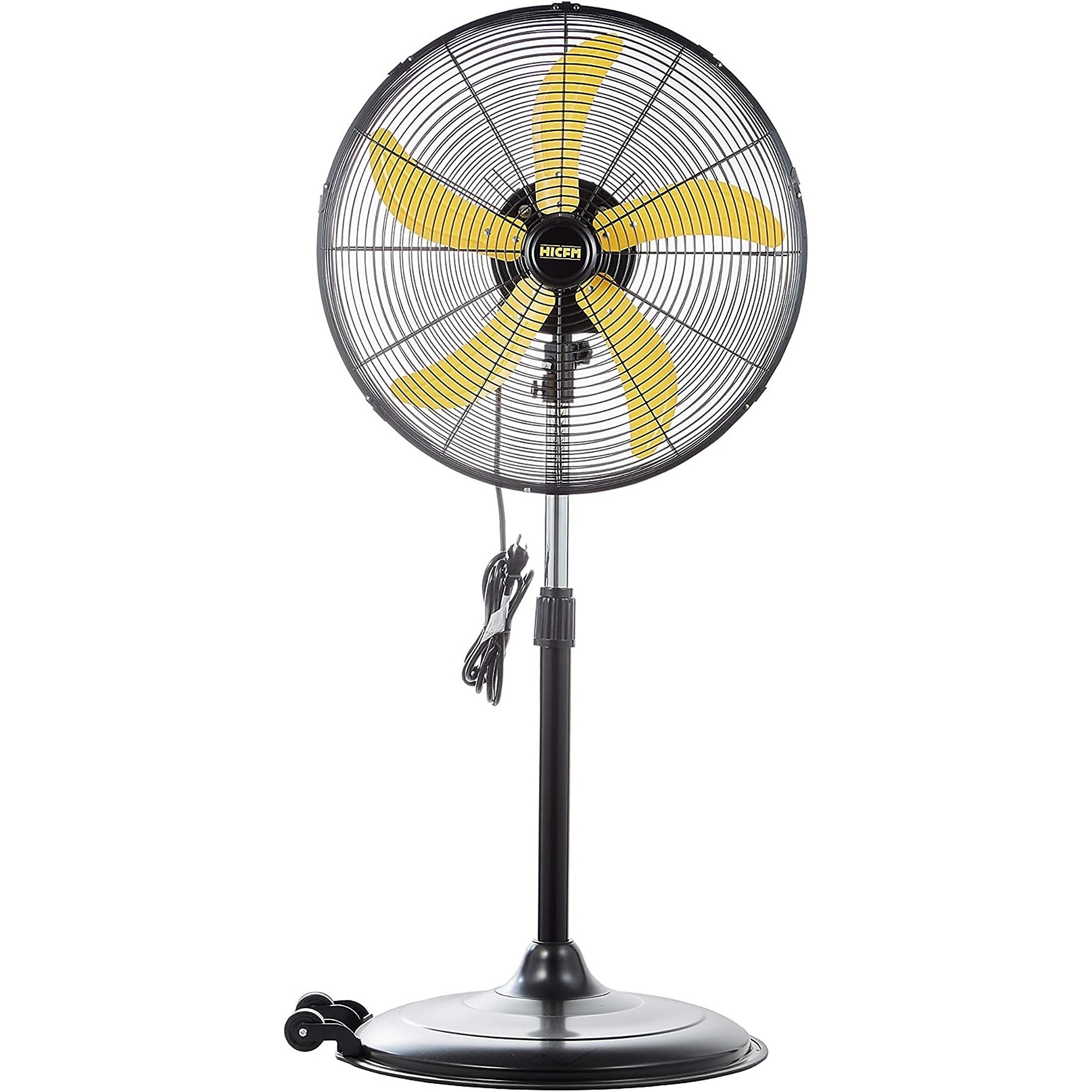 EdenDirect Heavy-Duty Oscillating Pedestal Fan — 20in., 1/5HP, 5000 CFM, Yellow, Model# NTE-FAN-P20W