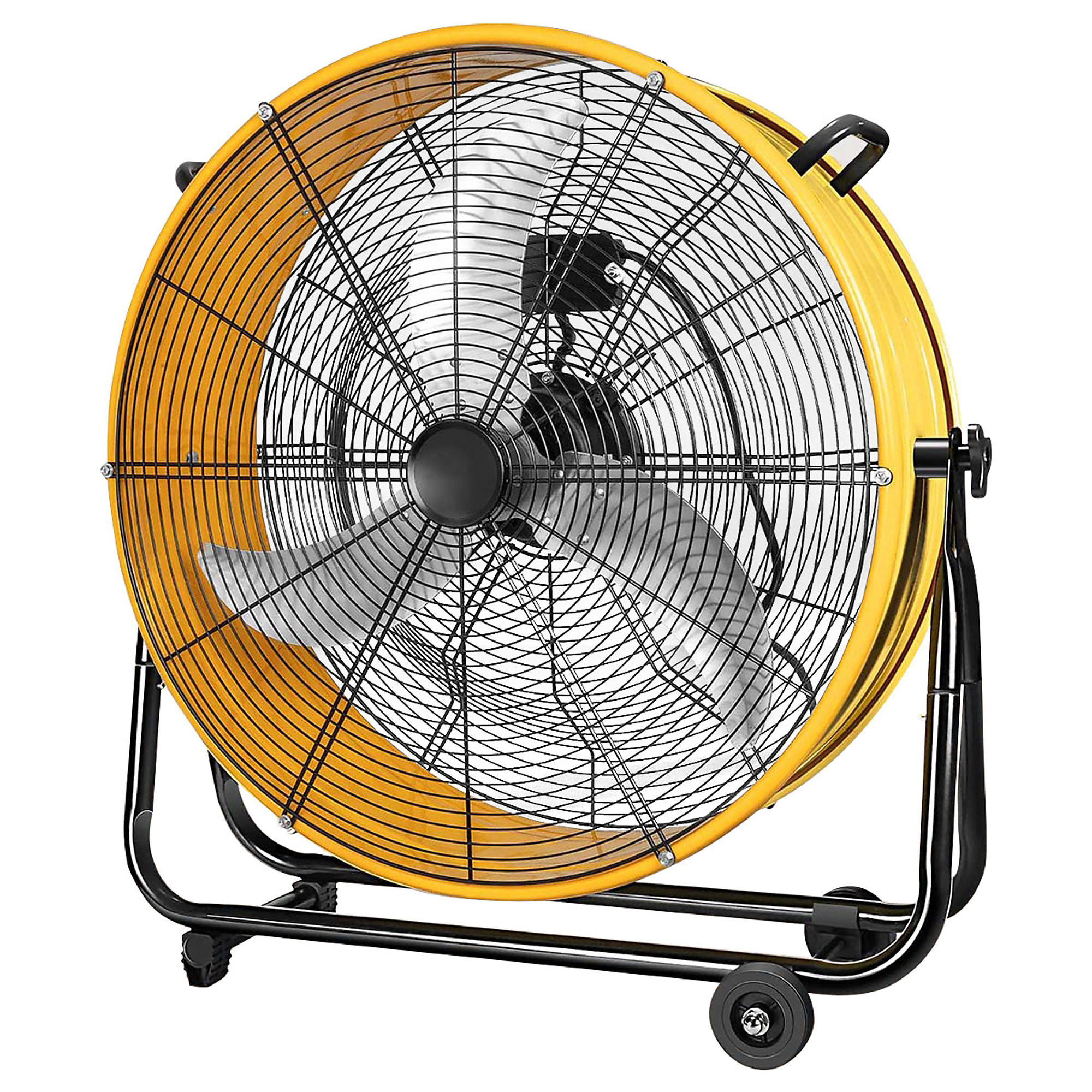 EdenDirect Drum Fan — 30in., 3 Fan Speeds, 7110 CFM, 360° Rotation, Heavy-Duty Metal Build, Yellow, Model# NTE-W2815P201002