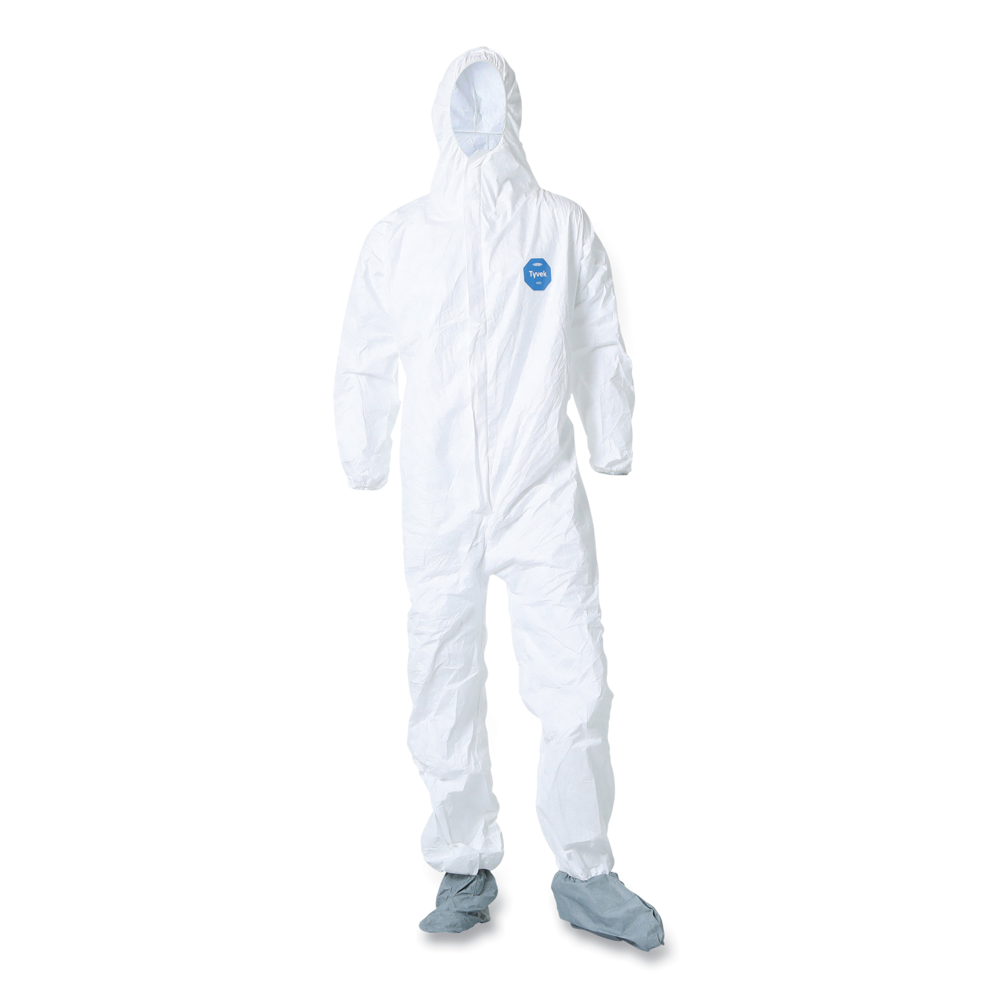 DuPont Tyvek 400 Coverall — 4XL, Zip Front, Hood, Skid-Resistant Boots, Model# TY122S