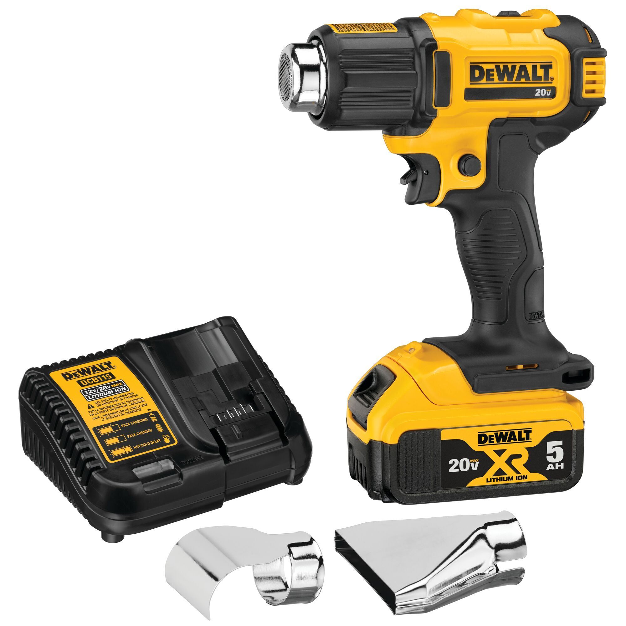 DEWALT 20V MAX Cordless Heat Gun Kit — 990° Max Output, 2 Temperature Settings, Includes Battery and Charger, Model# DCE530P1