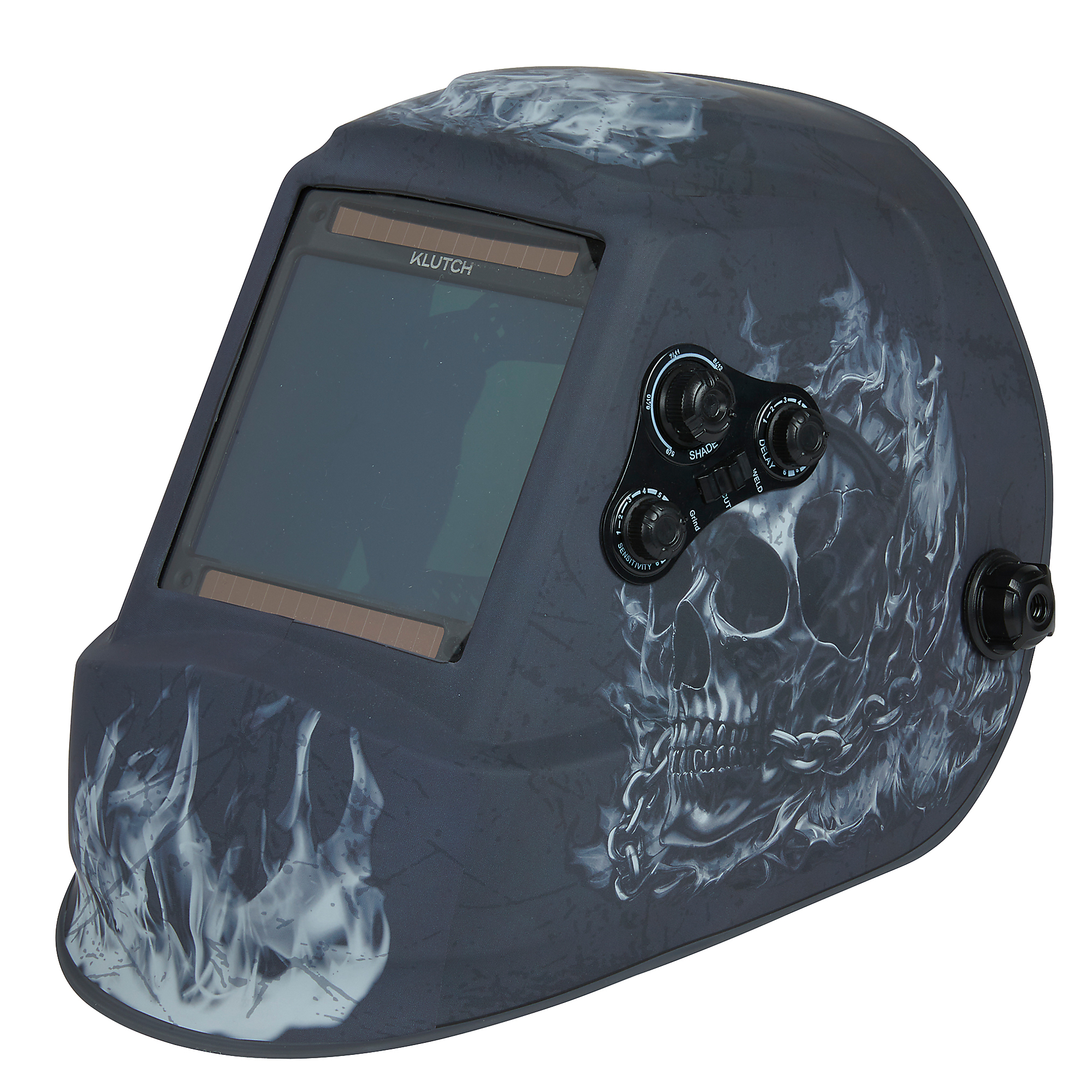 Klutch MonsterView 1400 Auto-Darkening Welding Helmet, Skull Flame Design