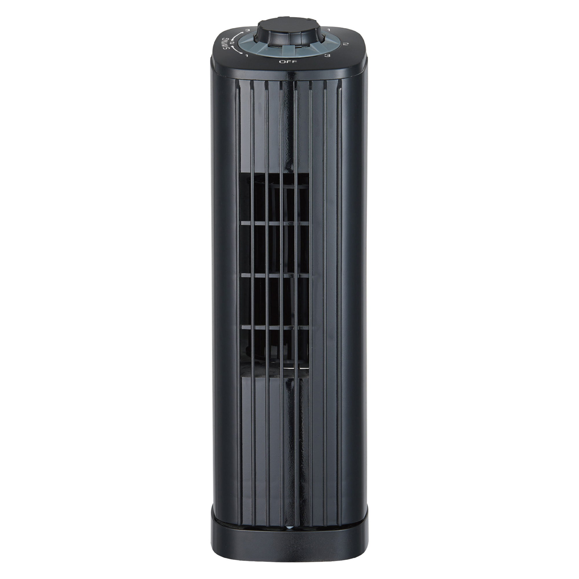 Optimus 14in. 3-Speed Portable Ultra-Slim Desktop Oscillating Tower Fan — Black, Model# F-7348BK-F