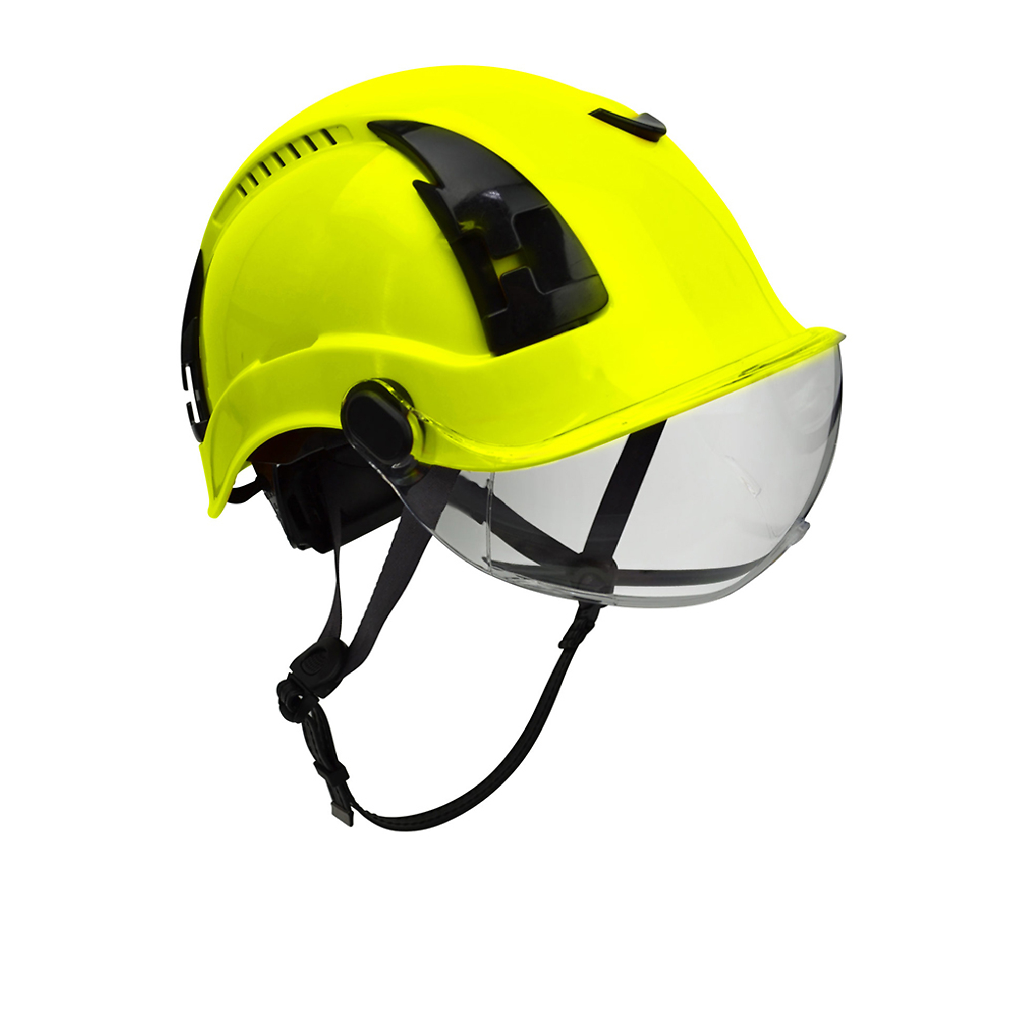 Malta Dynamics Apex Type 2 Safety Helmet with Clear Visor — Yellow, Vented, Class C, ANSI/OSHA Compliant, Model# HTY2001