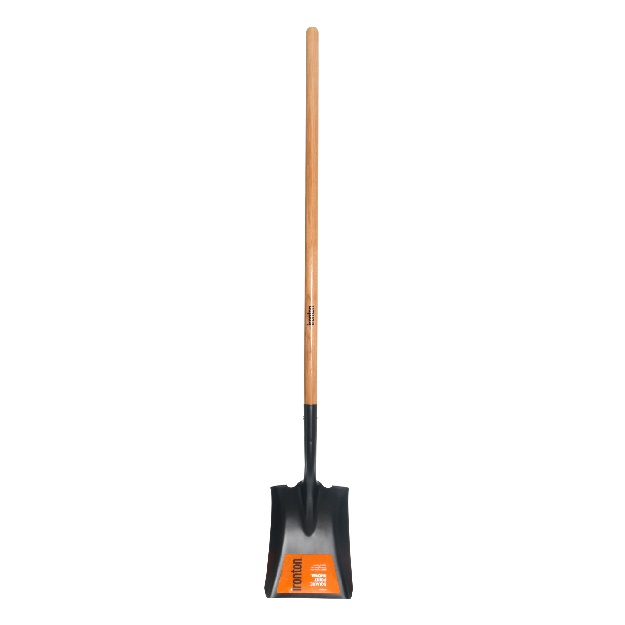 Ironton Long-Handled Square Shovel, 9.45in. Blade, 48in. Wood Handle, Tempered Steel