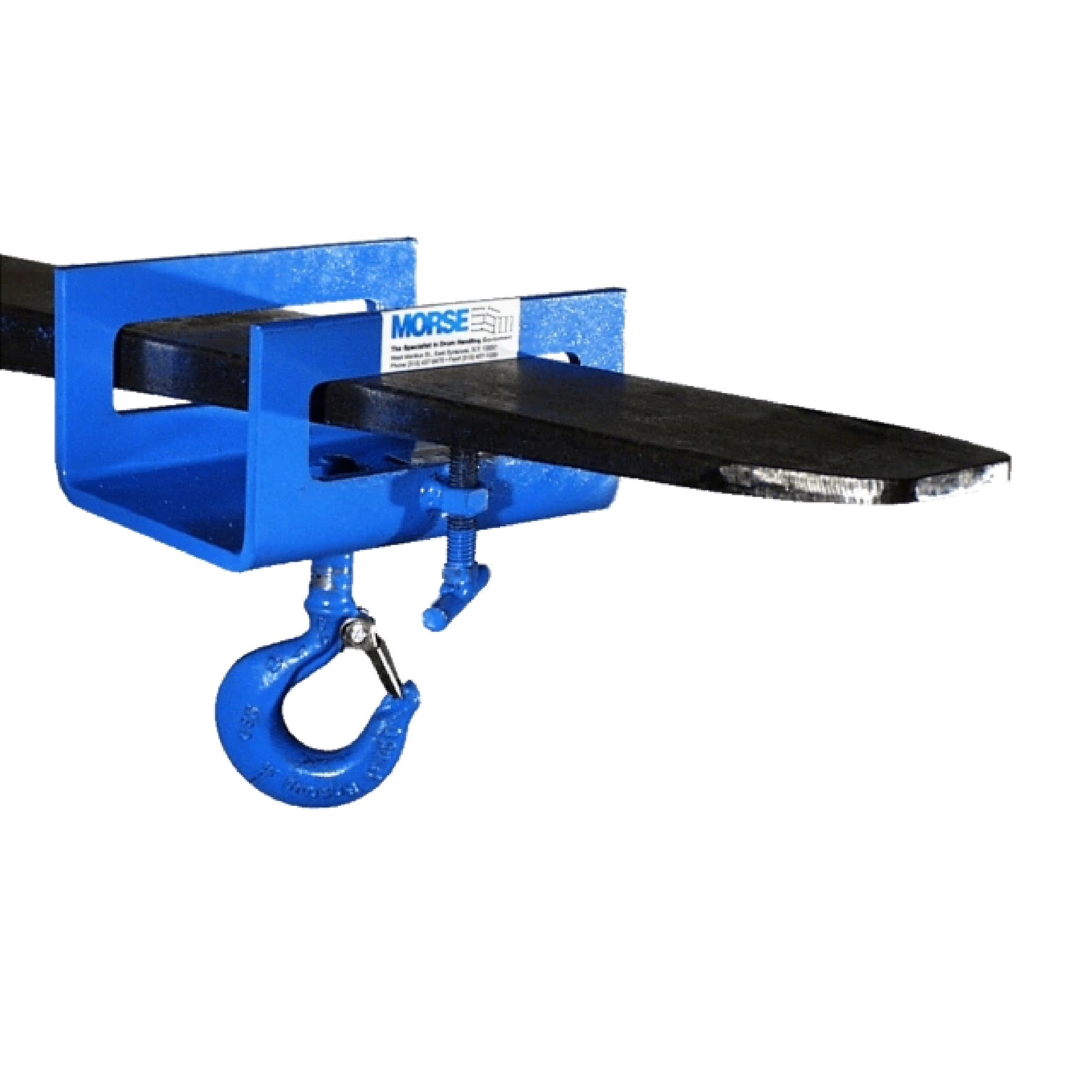 Morse Fork-Mount Hook attachment to suspend drum lifter, Fork opening is 5.5in.