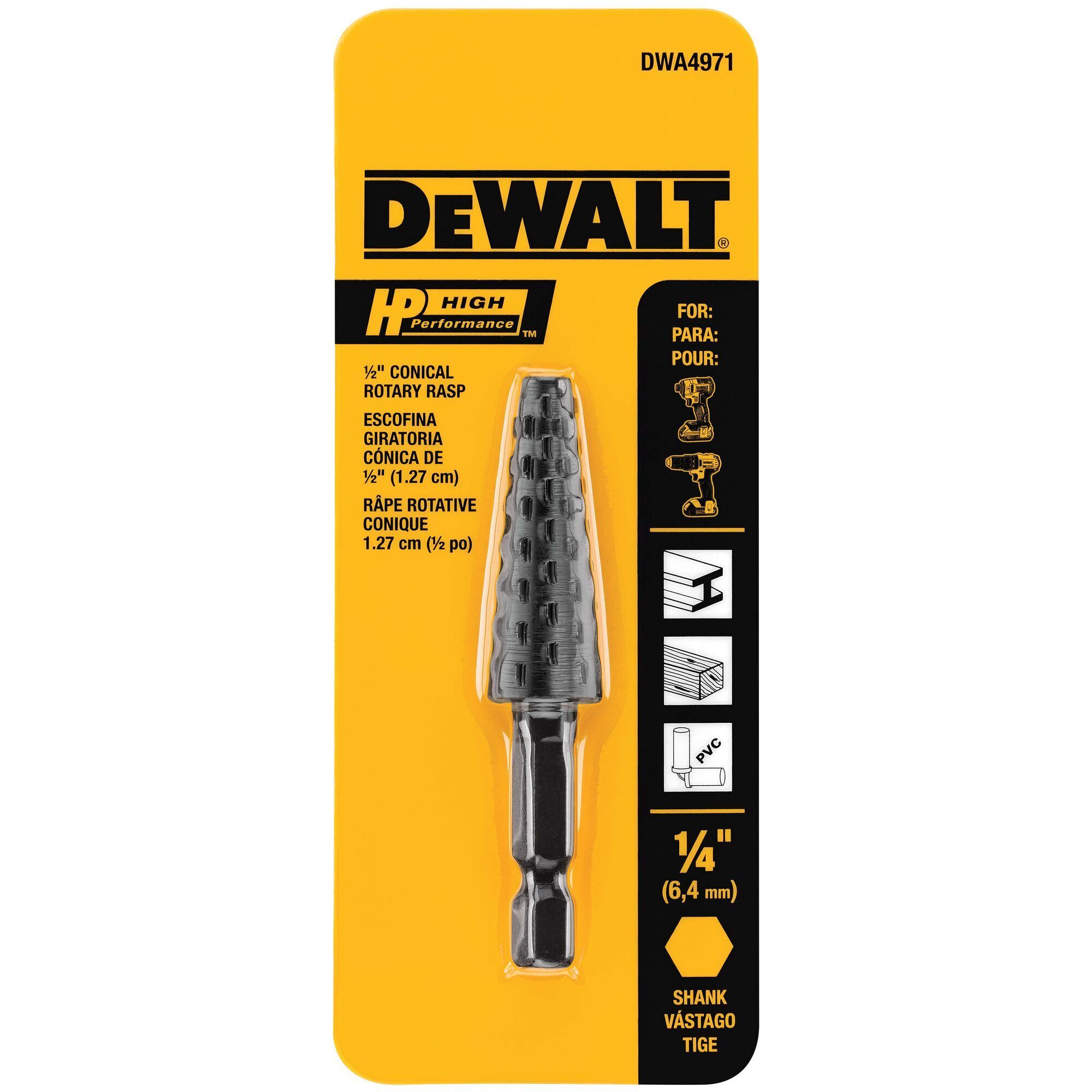 DEWALT Steel 1/2" Hp Conical Rotary Rasp File