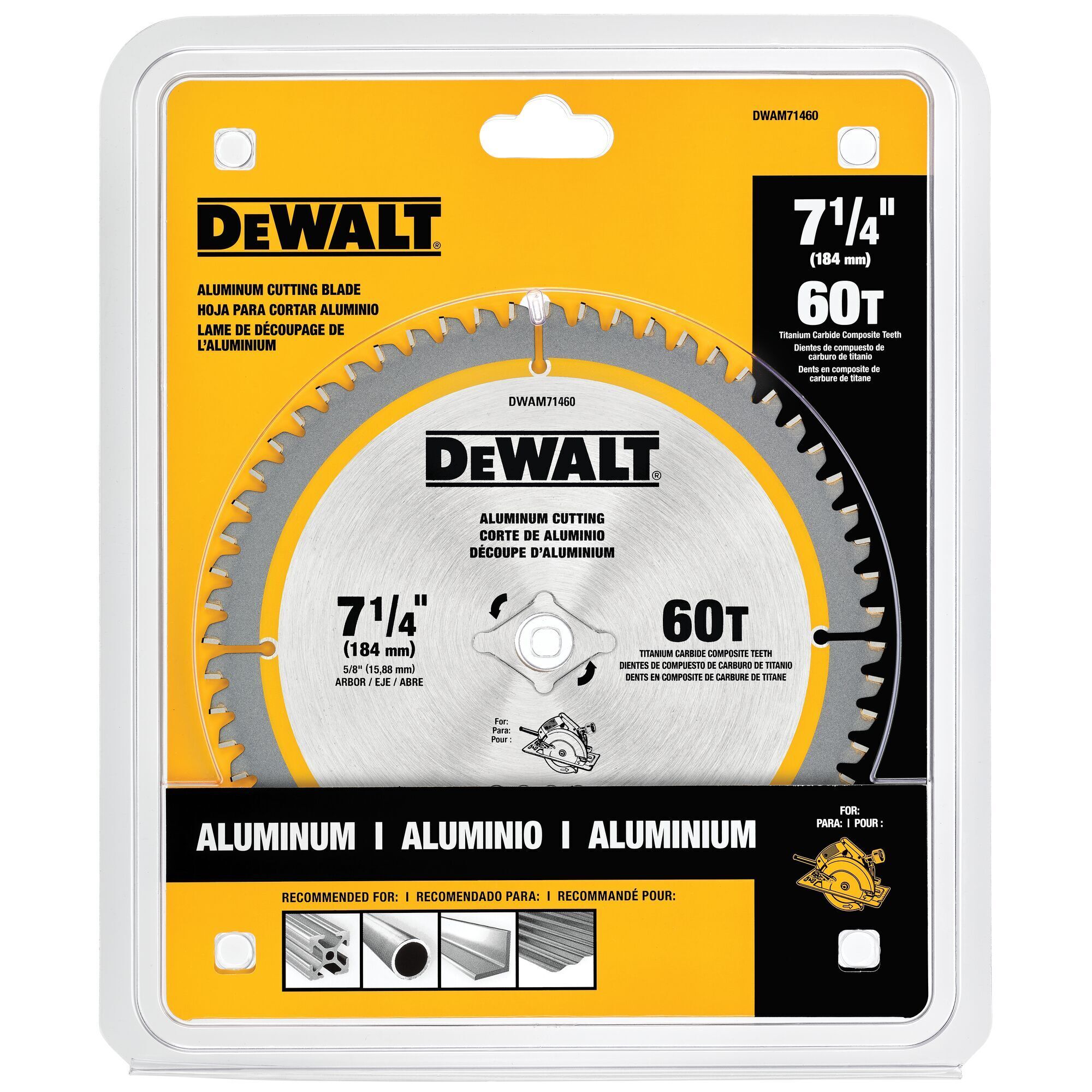 DEWALT 7-1/4in. 60T Aluminum Saw Blade, Model# DWAM71460
