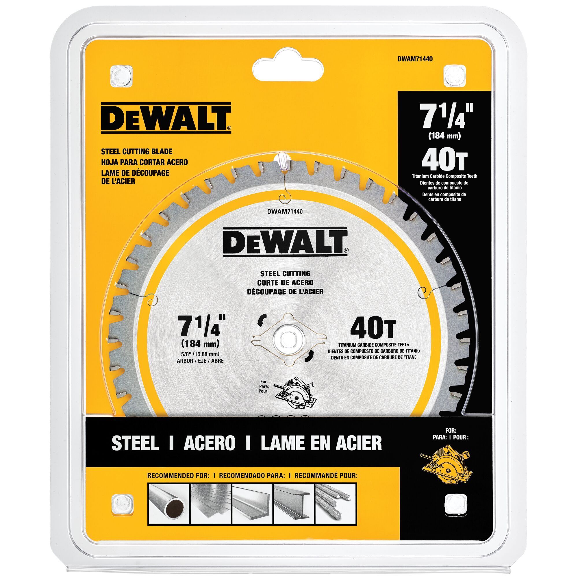 DEWALT 7-1/4in. 40T Metal Saw Blade, Model# DWAM71440