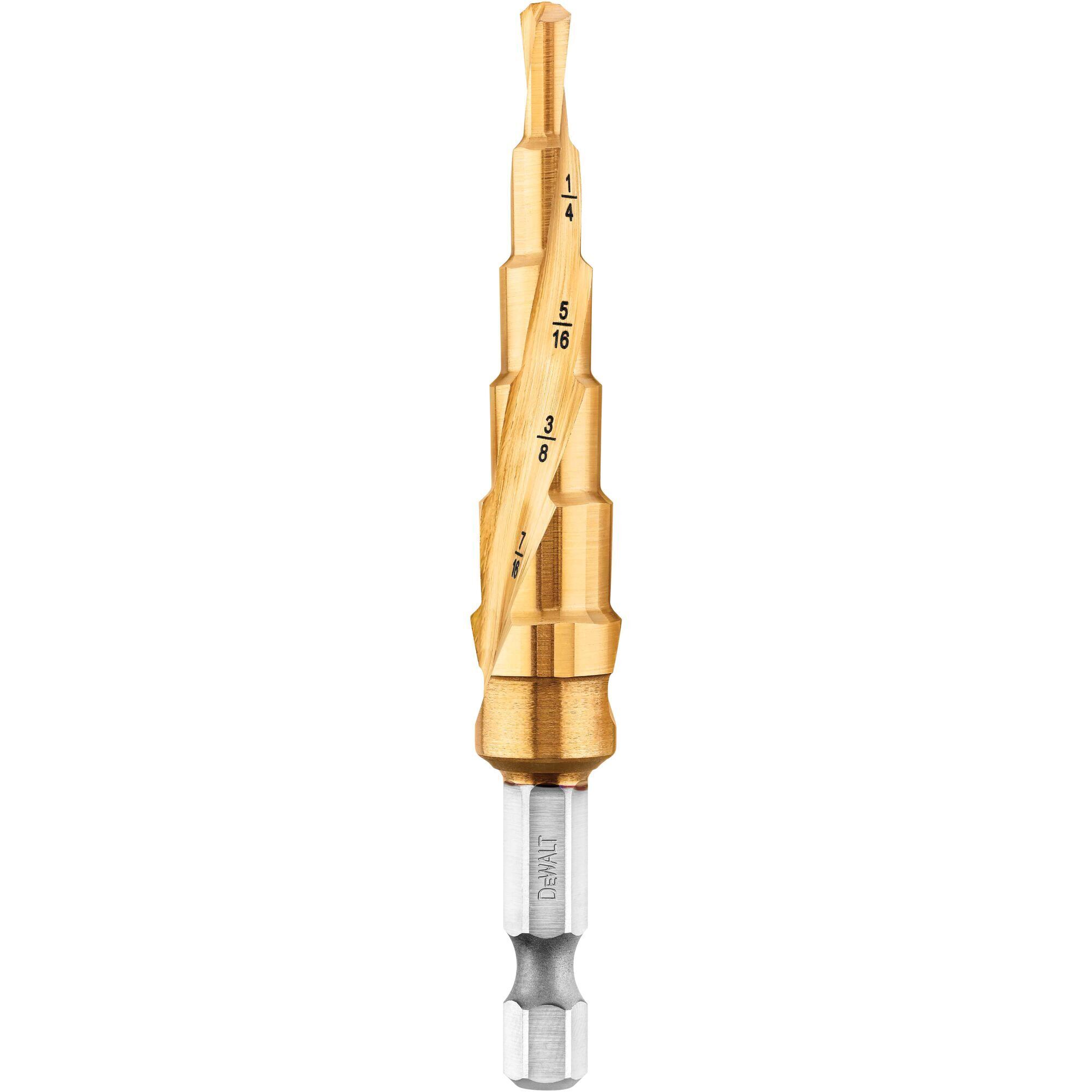 DEWALT 3/16in.–1/2in. IMPACT READY Step Drill Bit, Titanium Nitride Coating, DWA1784IR