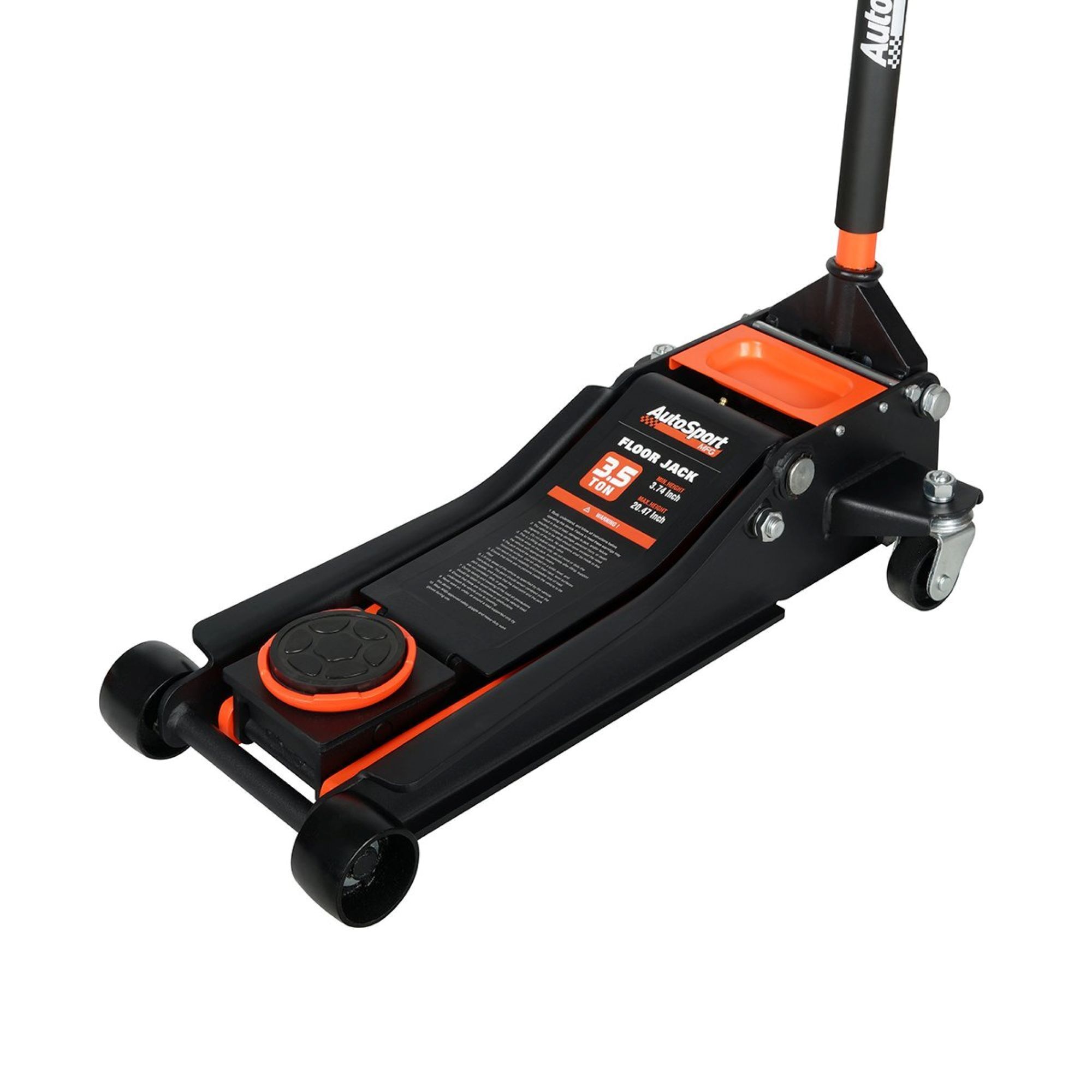 AutoSport Low Profile Service Jack — 3.5 Ton Capacity, 3 3/8in. to 24 5/8in. Height, Double Pump Design, 100.3 lbs, Model# ASM5605