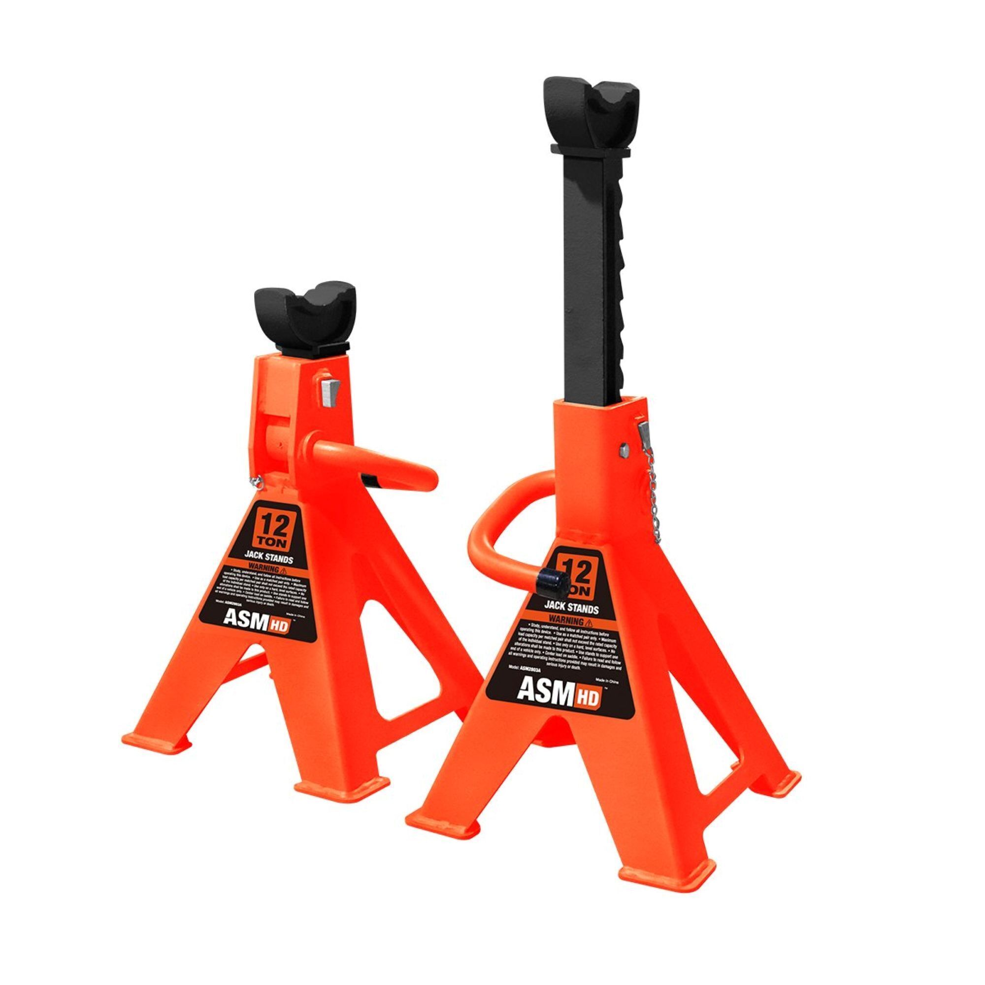 AutoSport 12-Ton Jack Stand — 18 1/8in. to 28 1/8in. Height, Locking Pin, Welded Base Pads, Model# ASM2804A