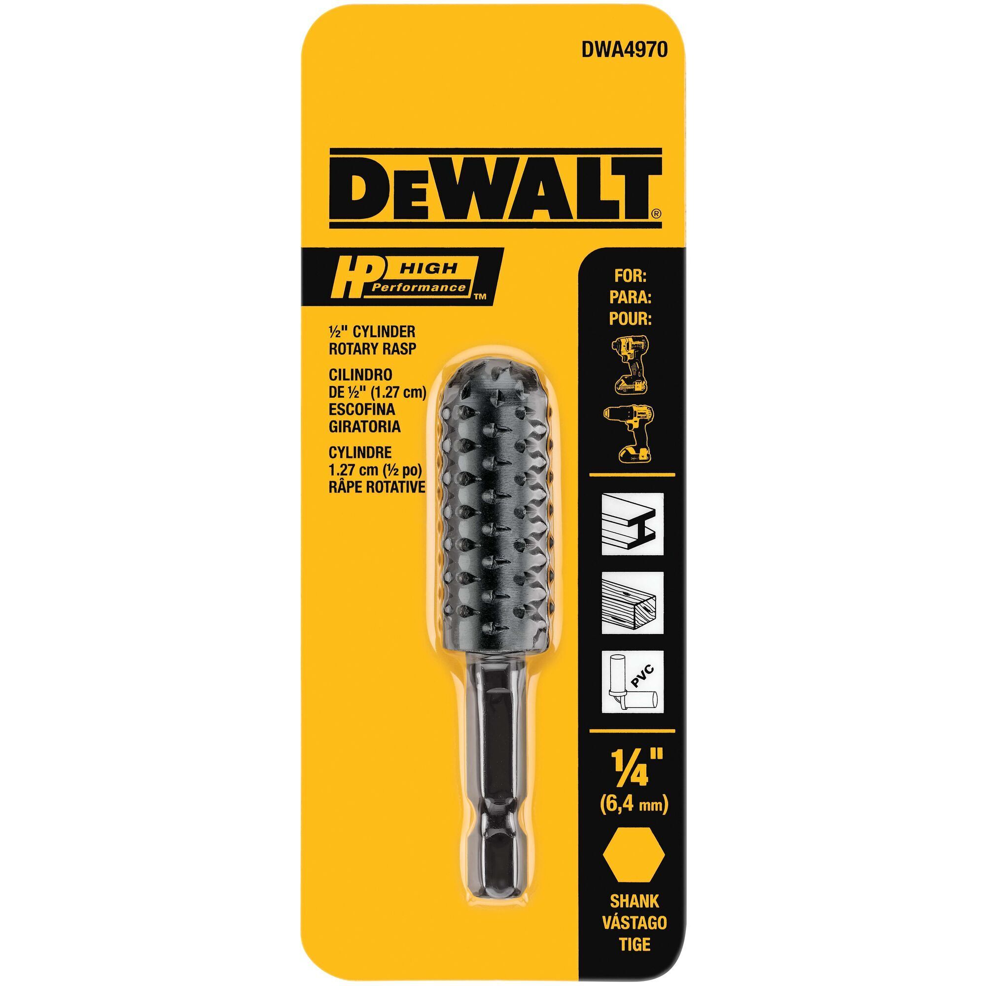 DEWALT Steel 1/2" Hp Cylinder Rotary Rasp File