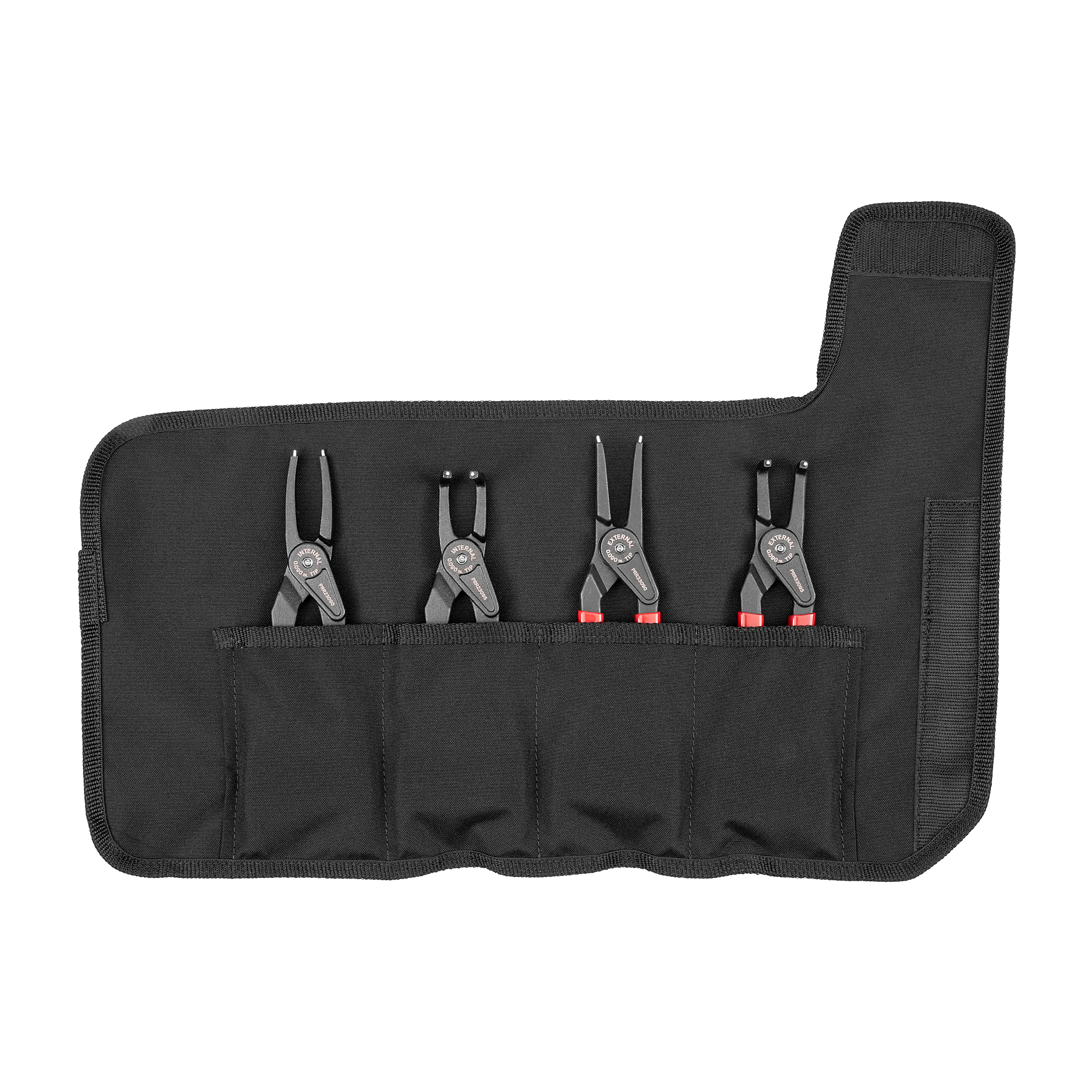 TEKTON 9 Inch Internal and External Retaining Ring Pliers Set with Roll, 4-Piece (0.090 in. Tips) | PRR91007