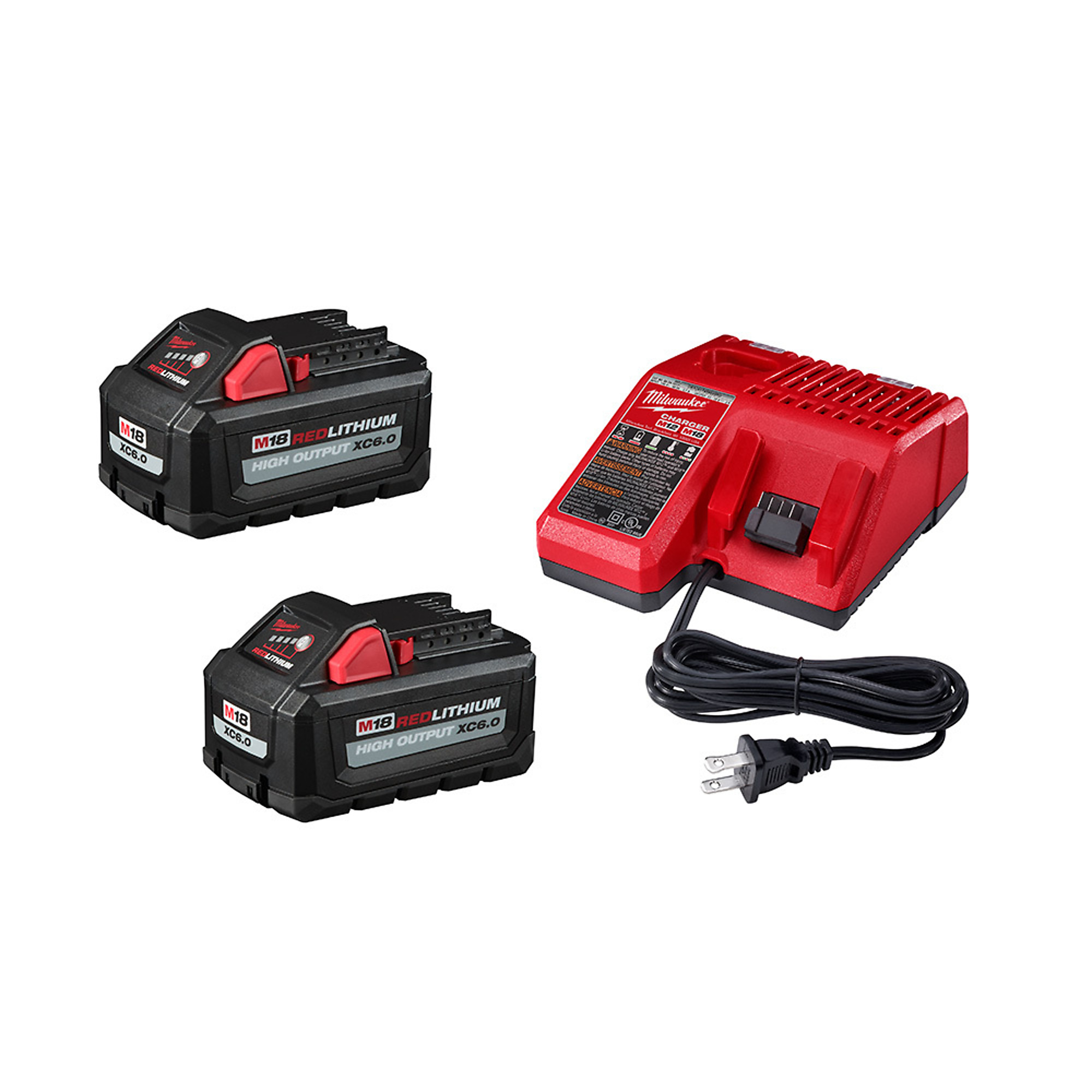 Milwaukee M18 18-Volt Lithium-Ion High Output Starter Kit with Two 6.0 Ah Battery and Charger, Model# 48-59-1862S