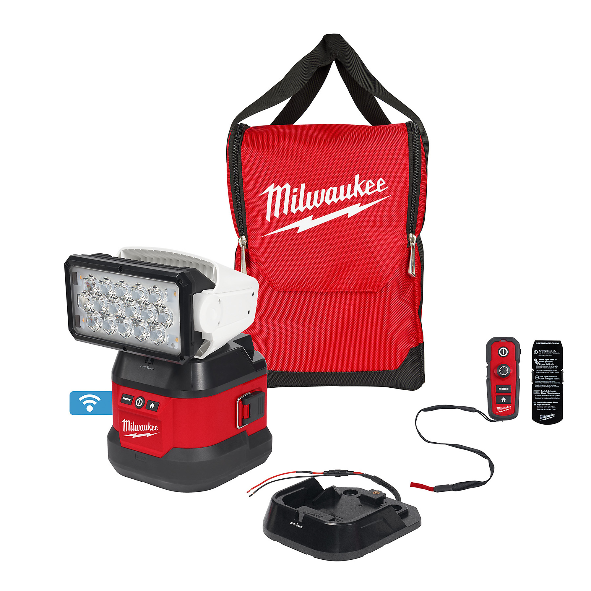 Milwaukee M18™, M18 Utility Remote Search Light Kit w/Portbl Base, Light Output 4250 lumen, Light Bulb Type LED, Model# 2123-21HD