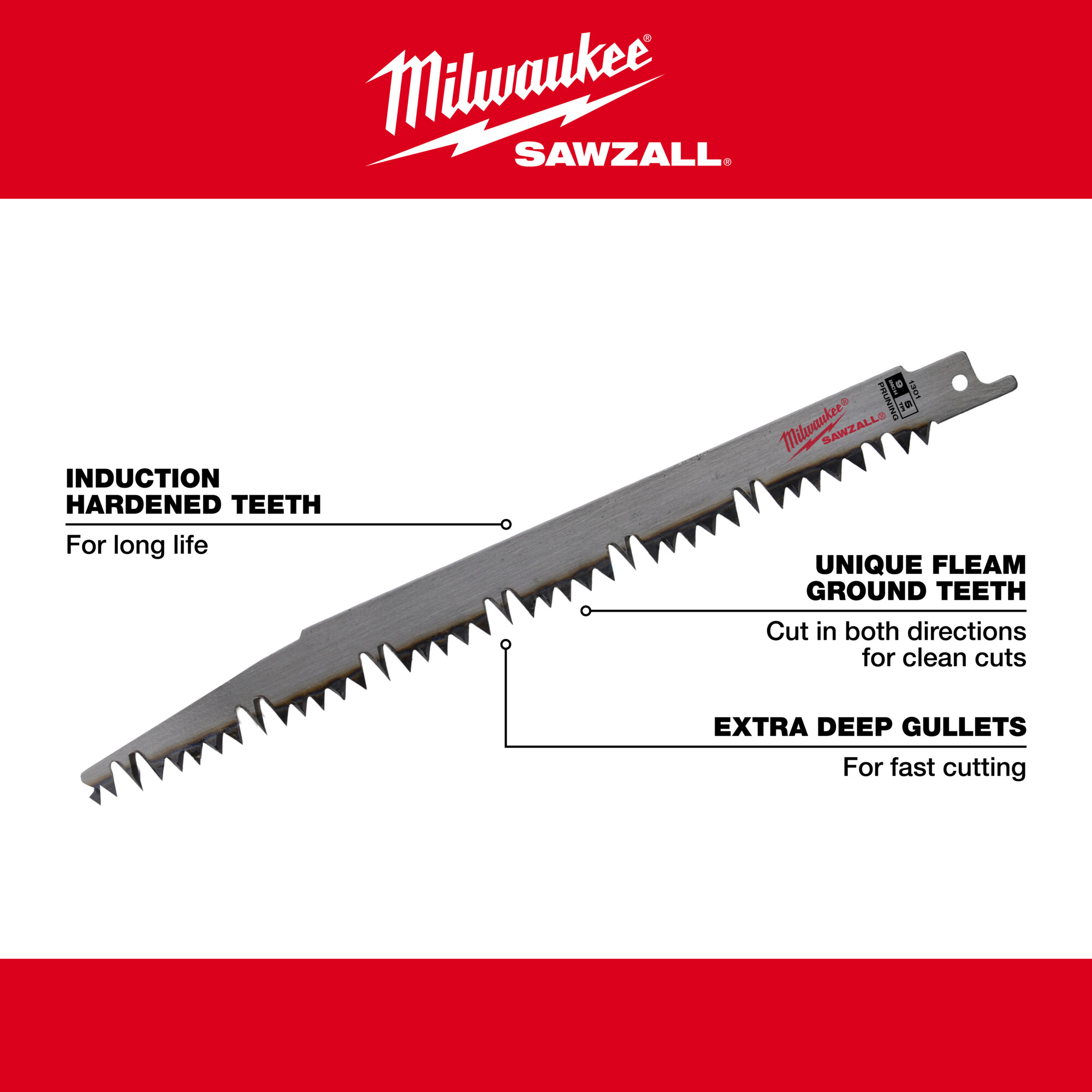 Milwaukee Pruning Reciprocating Saw Blade — 12in., 4/5 TPI, Model 48