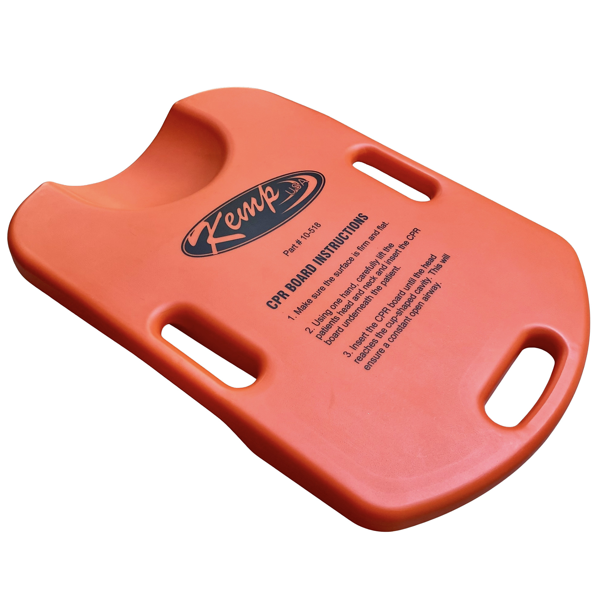Kemp USA CPR Administration Board — Orange, Head Cup, Contoured Sides, Model# 10-518