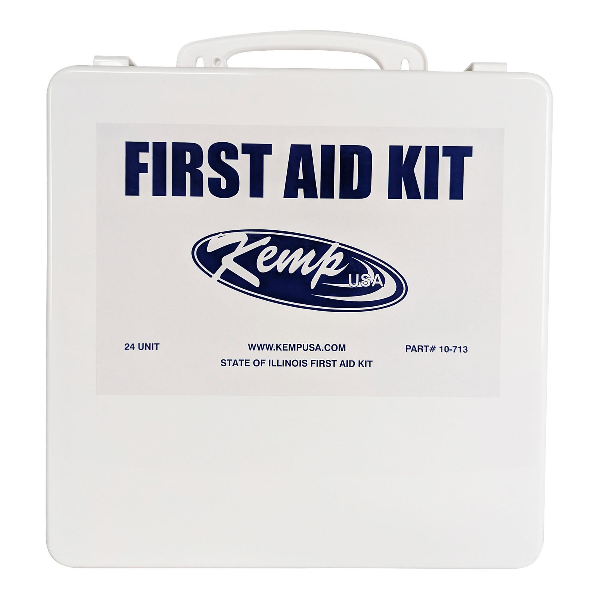 Kemp USA Illinois State Approved First Aid Kit — Sturdy Plastic Box, Model# 10-713