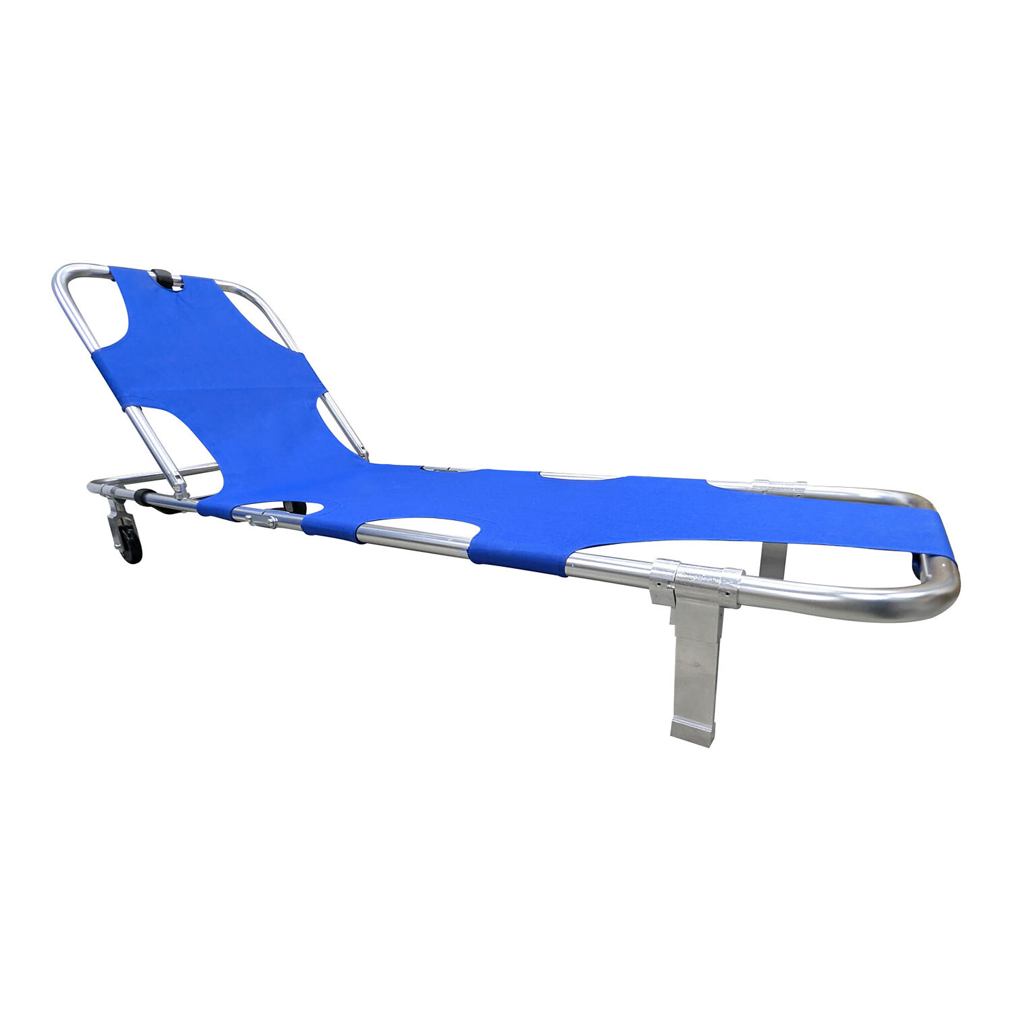 Kemp USA Folding Stretcher with Wheels — Blue Oxford Weave Fabric, Aluminum Frame, 37in. x 20in. x 1.25in., Model# 10-977-BLU-WHL