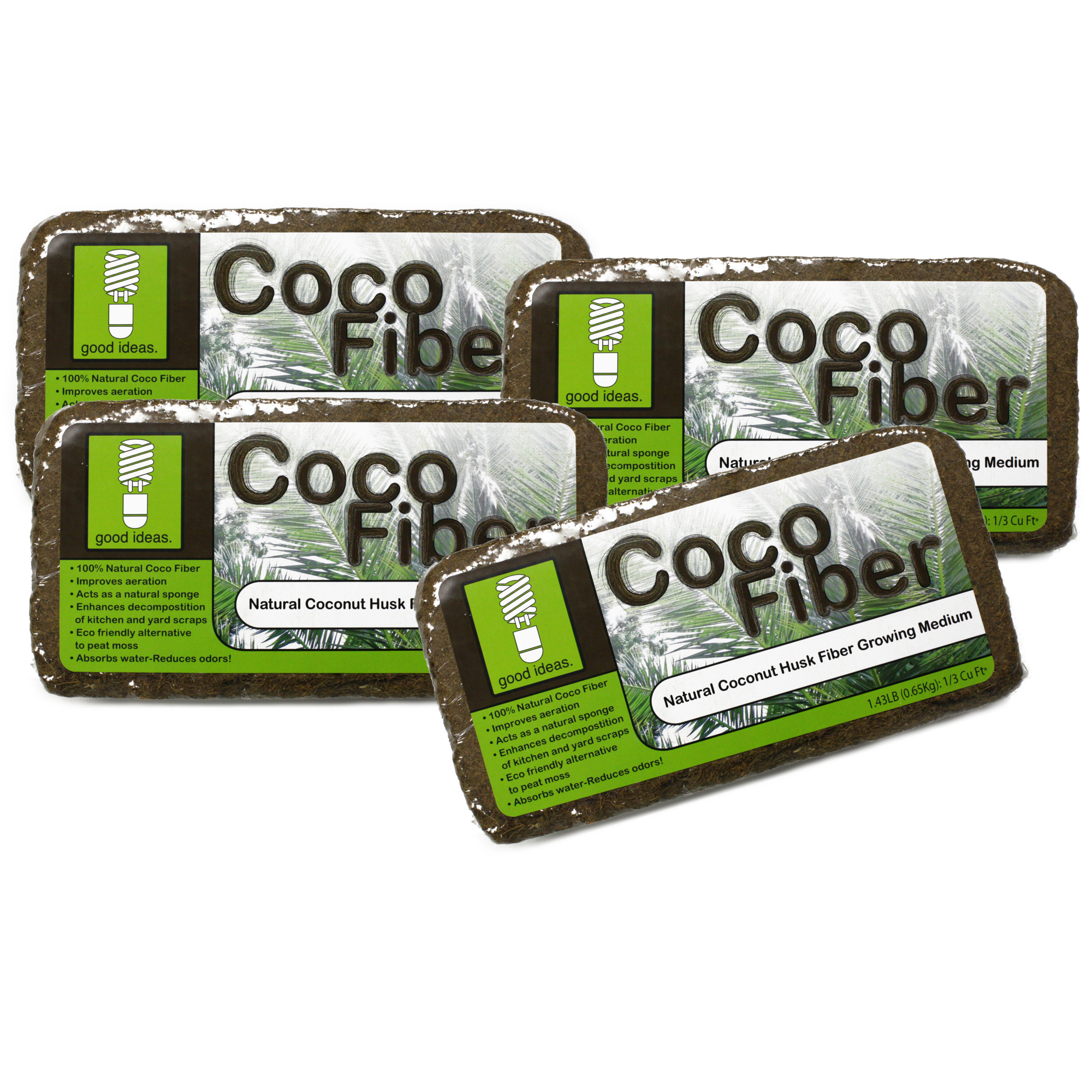 Good Ideas Compost Coco Fiber — 4 Pack, 100% Natural, Moisture Retention, Model# CCF4