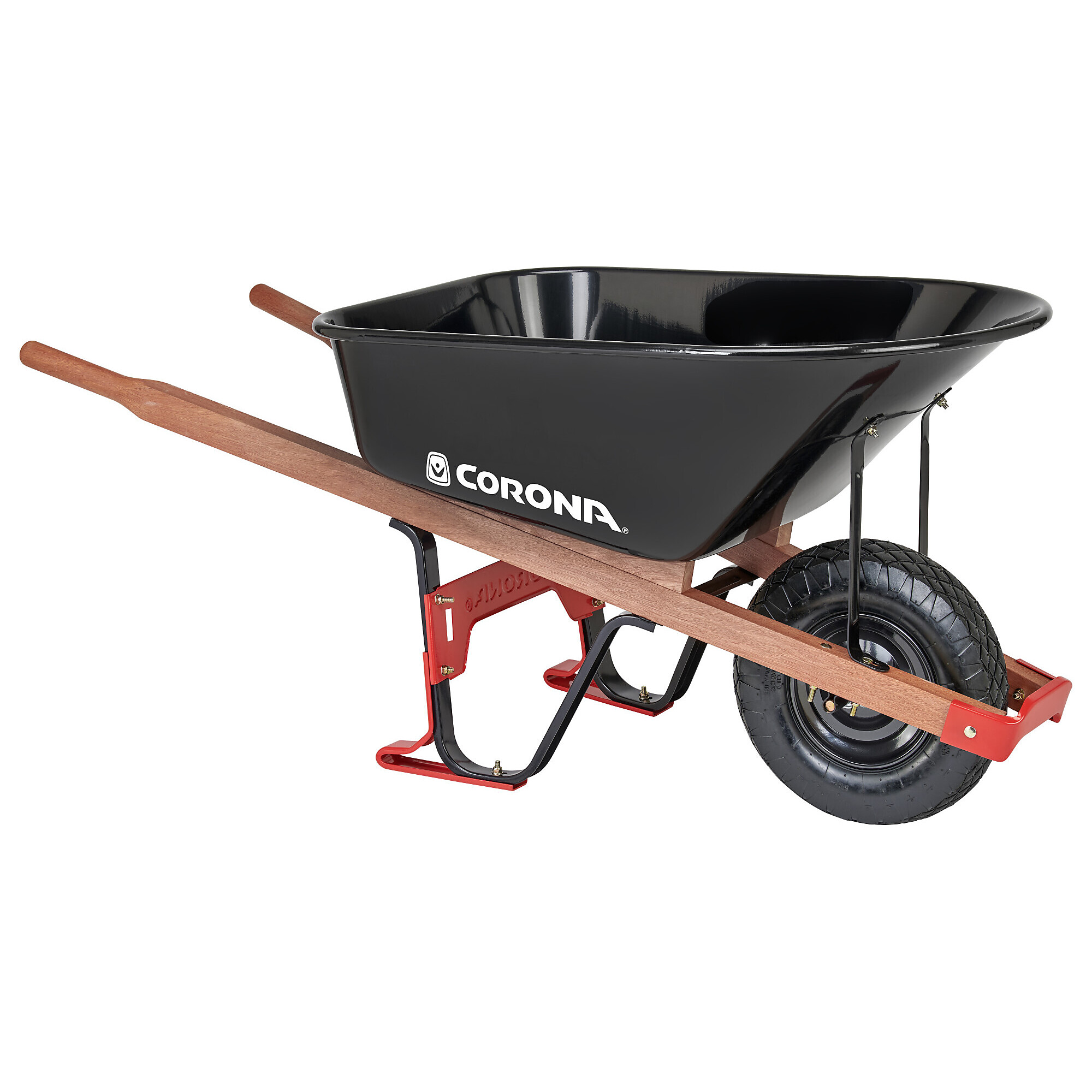 Corona 6 Cu. Ft. Professional Steel Wheelbarrow, Wood Handles, Pneumatic Tire WB14060