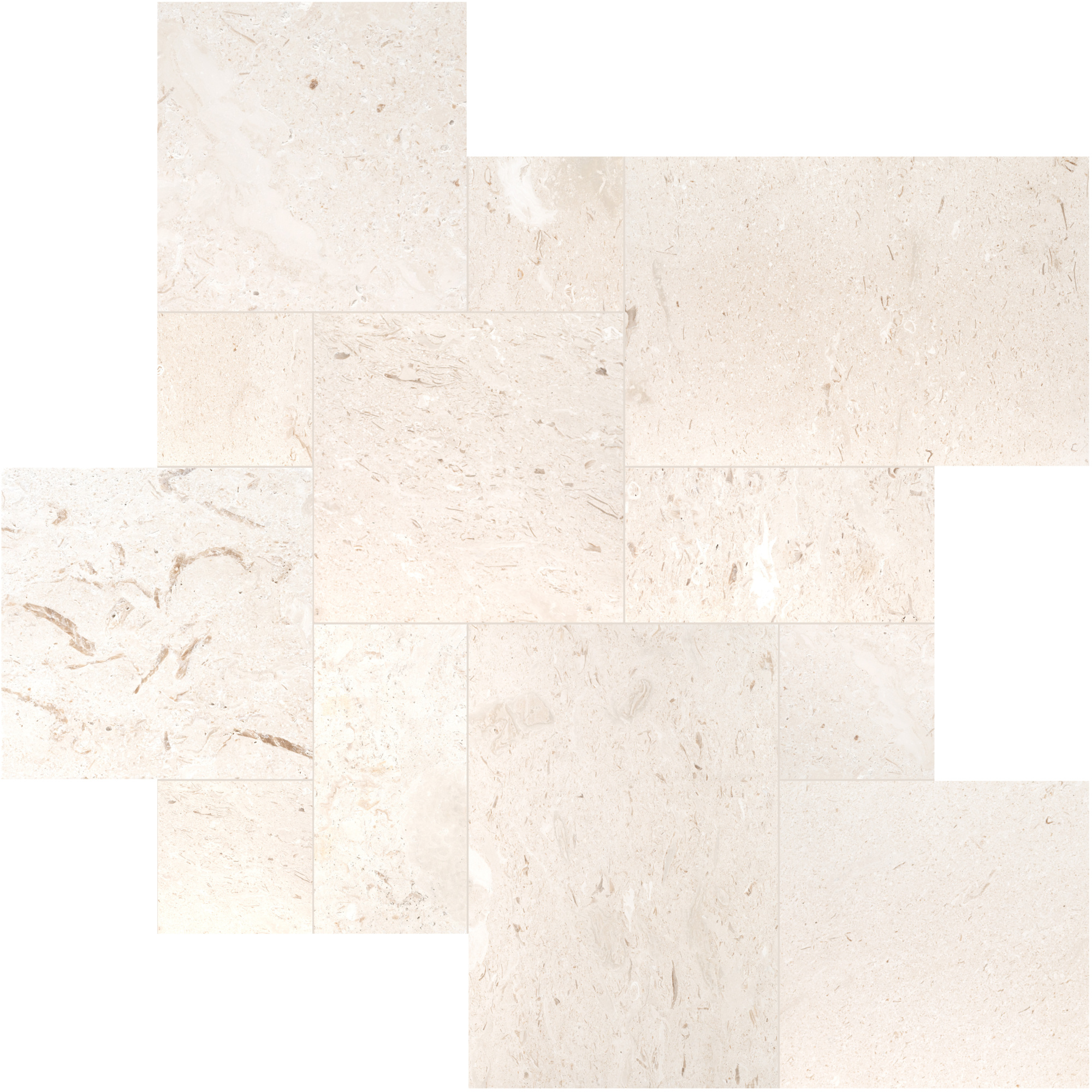 Ackland Tavina Mist Pattern Tumbled Limestone Paver Kit — Natural Turkish Limestone, Sandblast Finish, Model# NTE-LSC-132