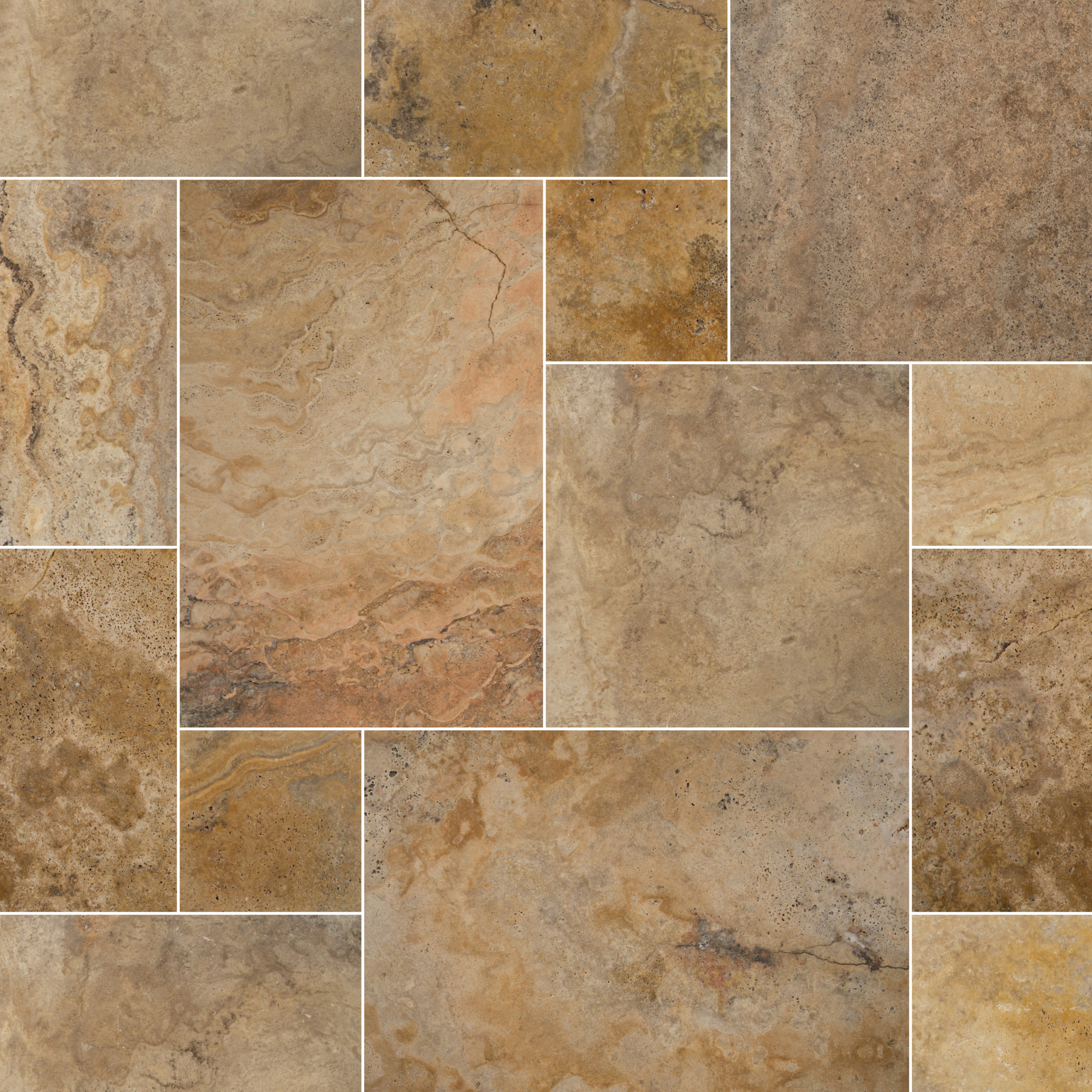 Ackland Marzana Truffle Pattern Tumbled Travertine Paver Kits — 16 Sq. Ft., Model# NTE-LSC-152